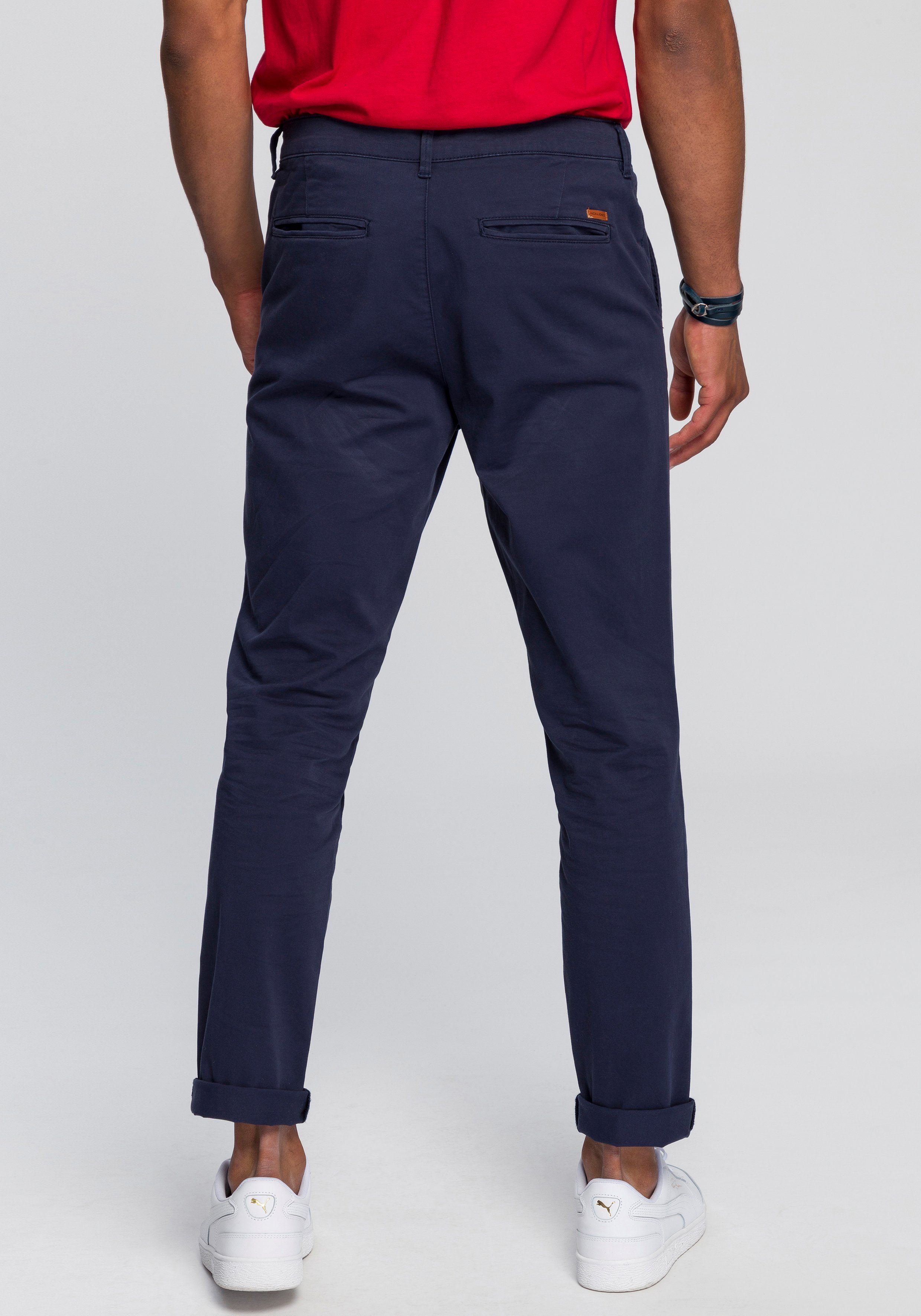Jack & Jones Chinohose JPSTMARCO mit schmalem Bein und pflegeleichtem Stoff washed, modisch, schmal, Baumwollmischung