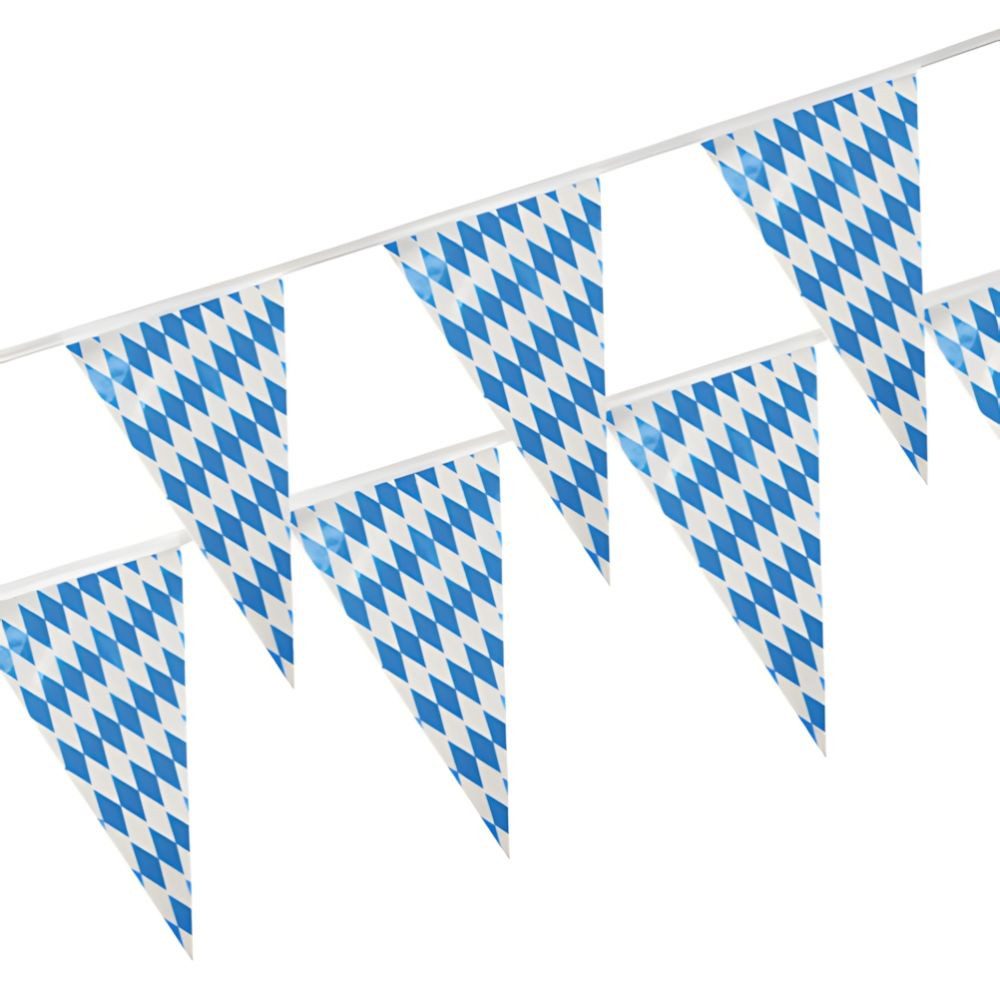 PAPSTAR Girlande Wimpelkette, Folie 4 m Bayrisch Blau wetterfest