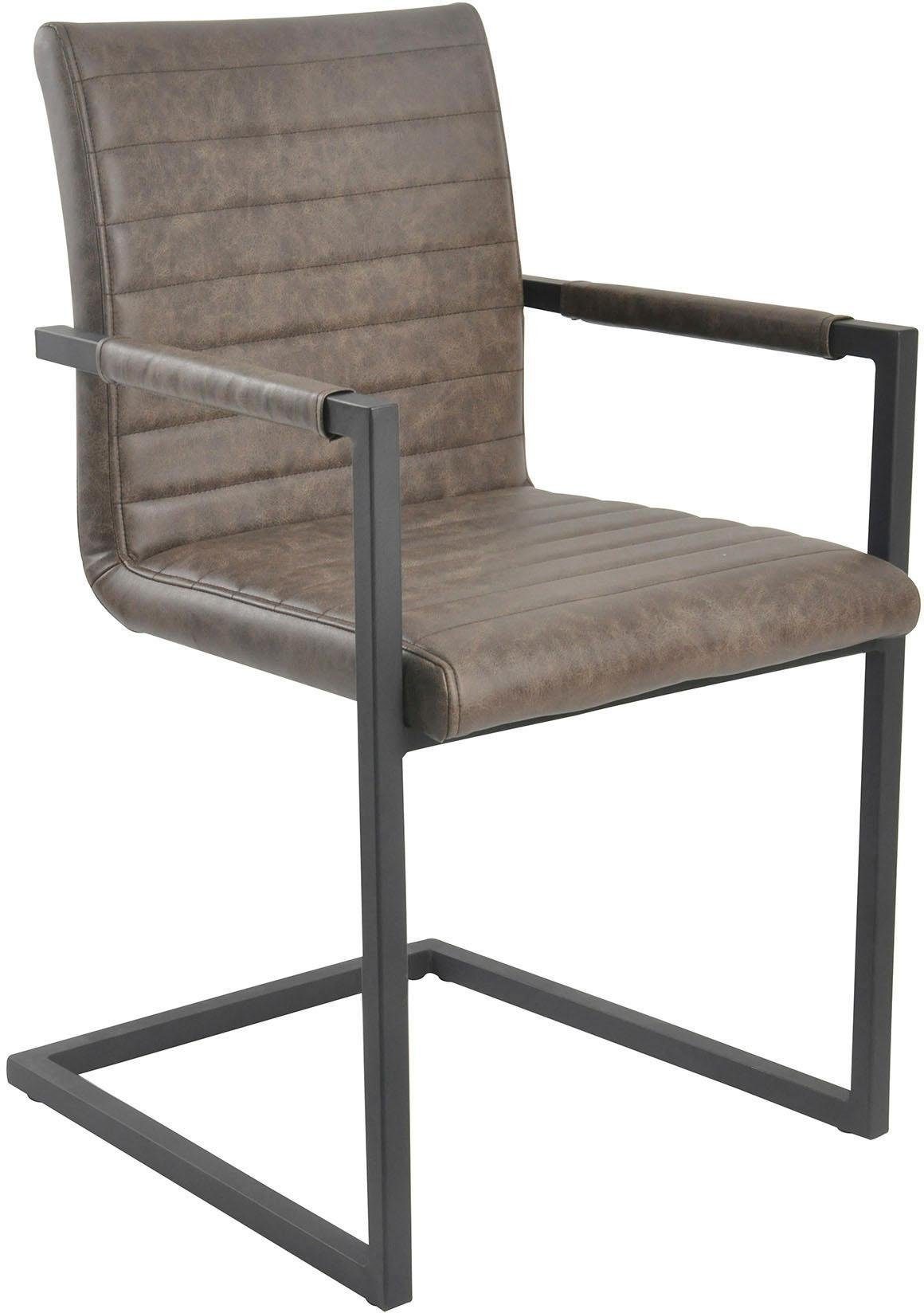 SalesFever Freischwinger (Set, 2 St), Rücken- auf Sitzbereich, mit dunkelbraun Quersteppung Armlehnstuhl und