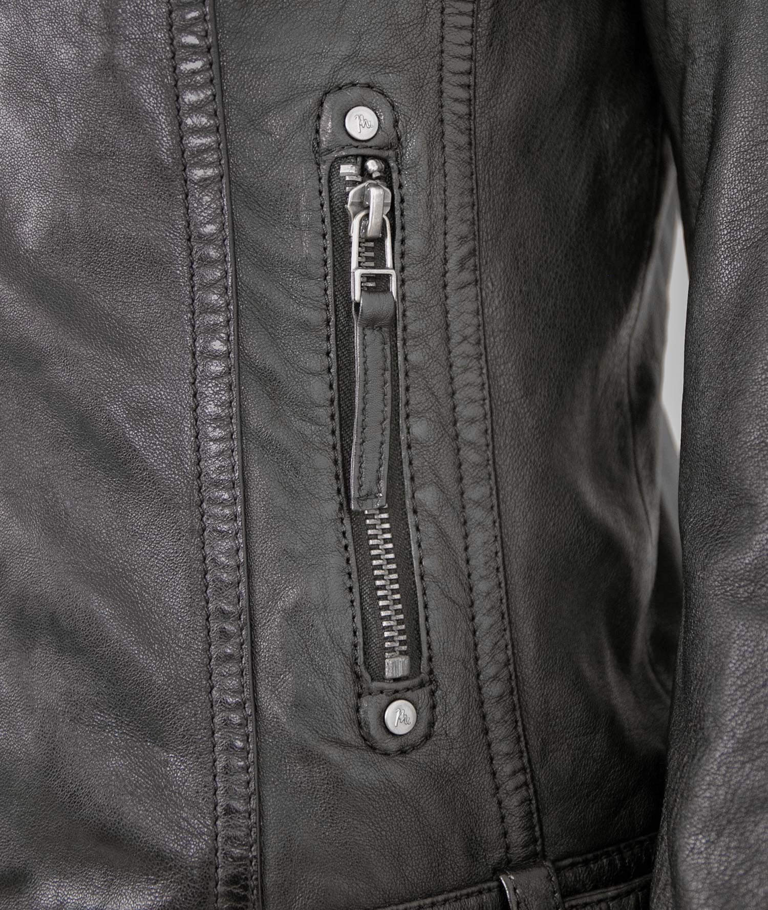 Gipsy by Mauritius Lederjacke Gipsy - Damen Lederjacke Kapuze Lammnappa schwarz Natur gegerbt