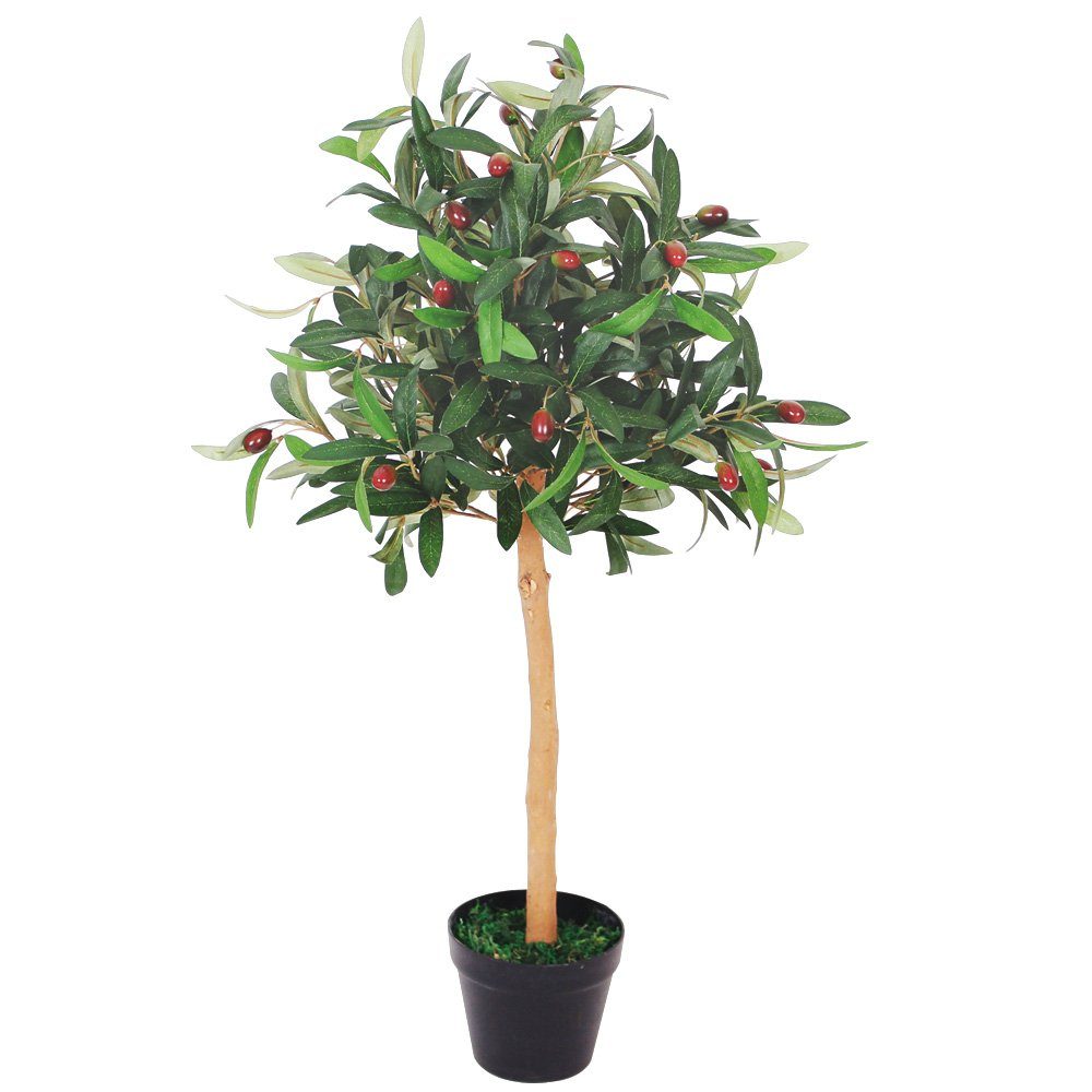 Kunstpflanze Olive Olivenbaum Kunstbaum Künstliche Pflanze mit Echtholz