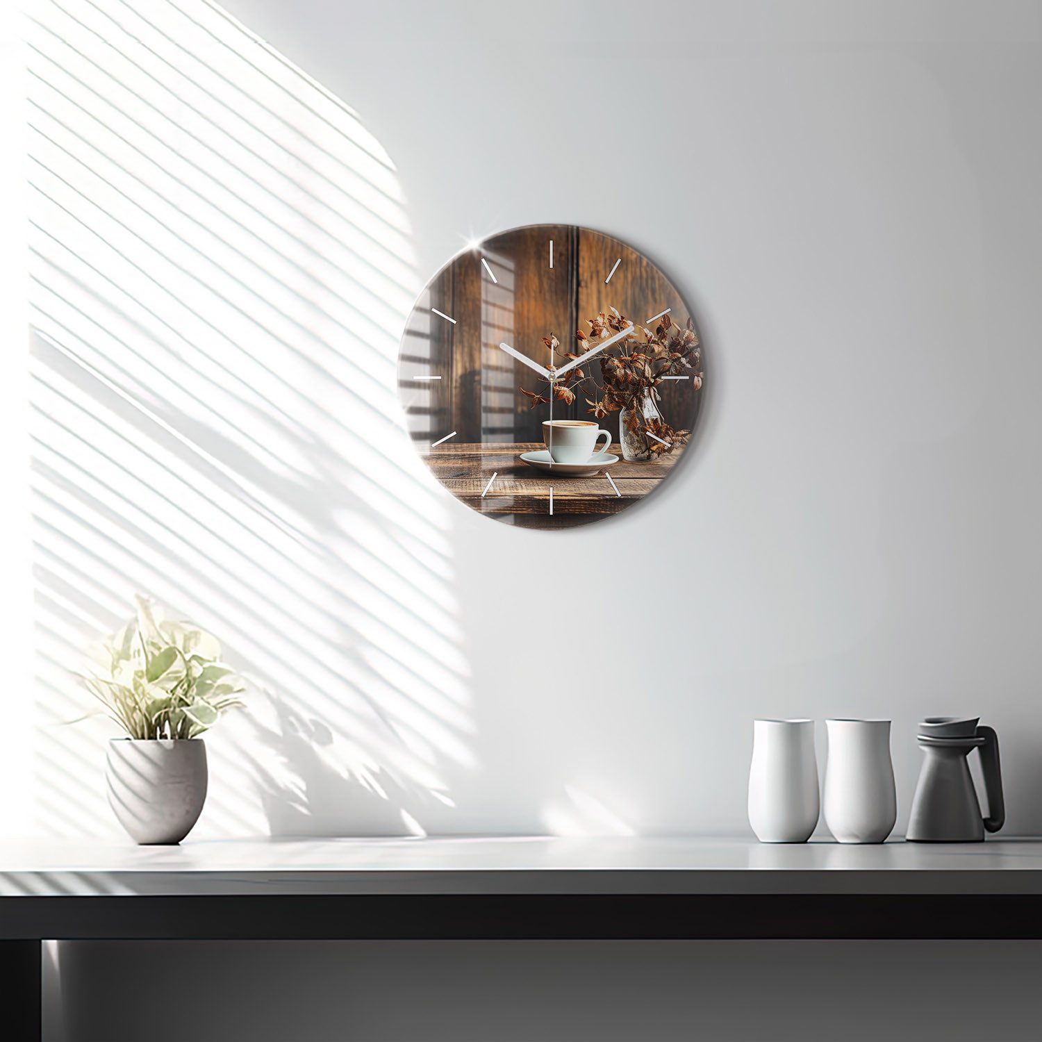 Tulup Wanduhr Glasuhr Kaffeetasse Runde Uhr günstig online kaufen
