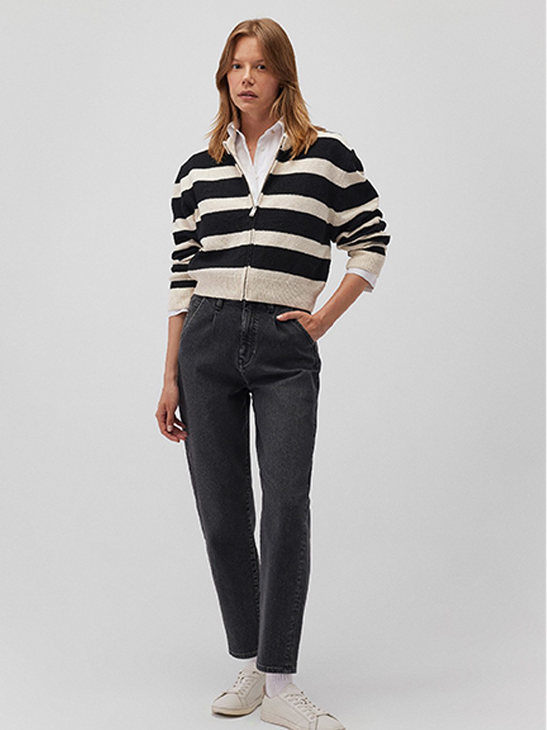Mavi Cardigan Strickjacke Regular Fit Reißverschluss Cardigan FULL ZIP CARDIGAN; black stripe