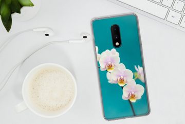 MuchoWow Handyhülle Orchidee - Blumen - Pflanze - Weiß - Lila, Phone Case, Handyhülle OnePlus 7, Silikon, Schutzhülle