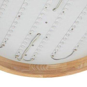 Lindby Deckenleuchten Lanira, dimmbar, LED-Leuchtmittel fest verbaut, Farbwechsel warmweiß / tageslicht, Modern, Eichenholz, Acryl, Holz hell, weiß, 1 flammig, inkl.