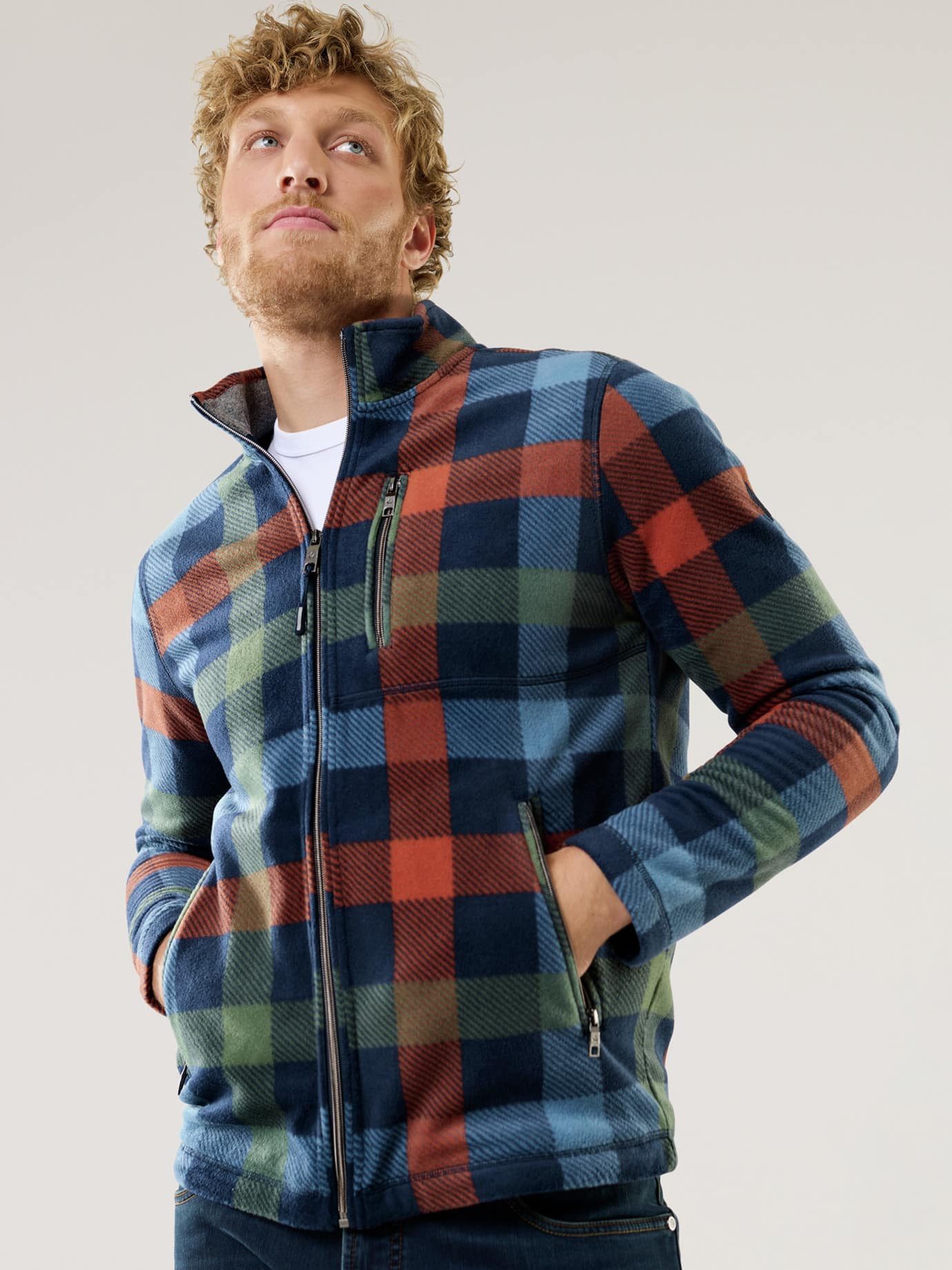 Walbusch Fleecejacke Herren Huskyfleece Jacke atmungsaktiv Stehkragen 3 Taschen Wärmendes Microfleece, antistatisch, Anti-Pilling, verstellbarer Saum