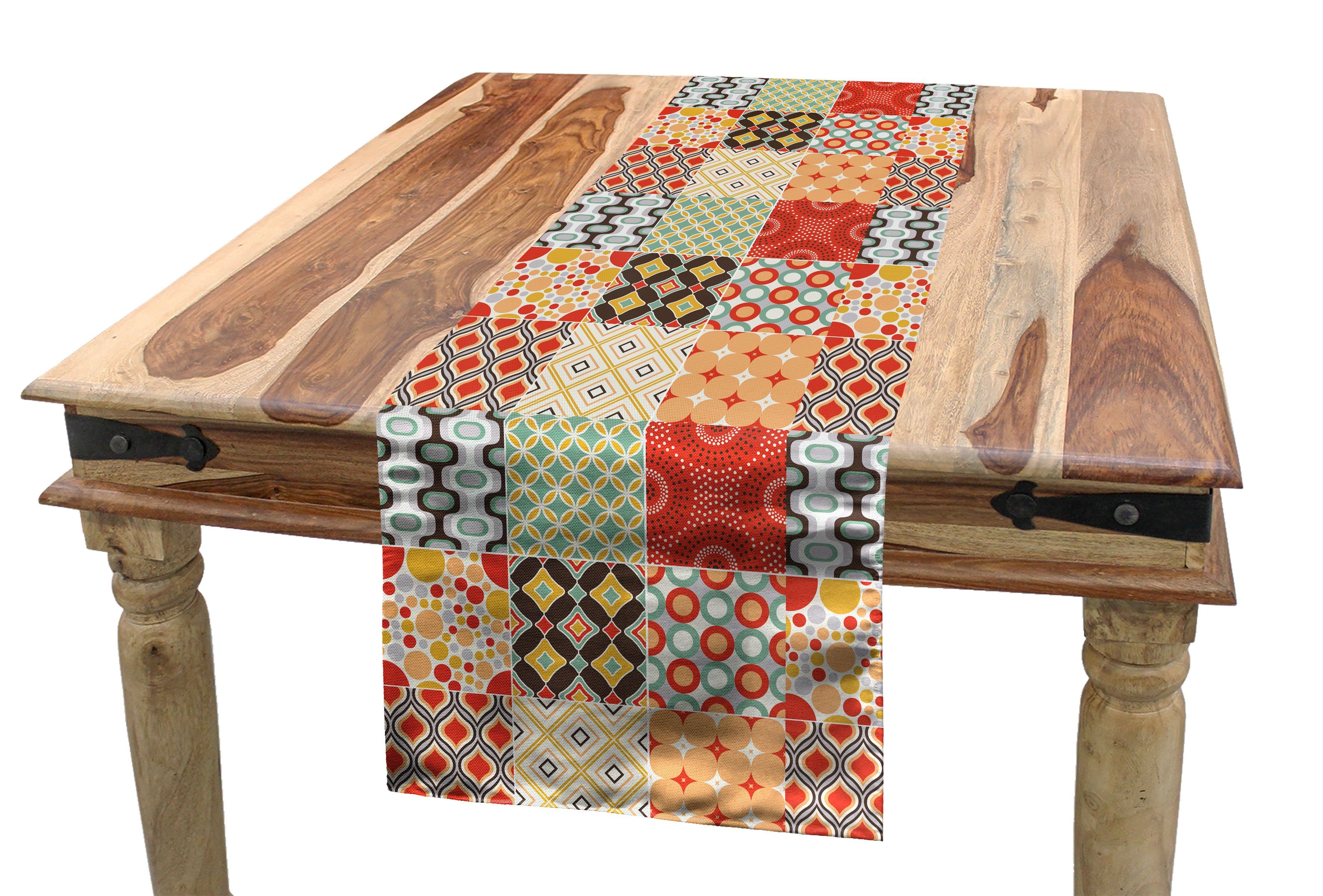 Dekorativer Tischläufer, Küche Esszimmer abstrakte Rechteckiger Tischläufer Bunt Abakuhaus Form Vintage