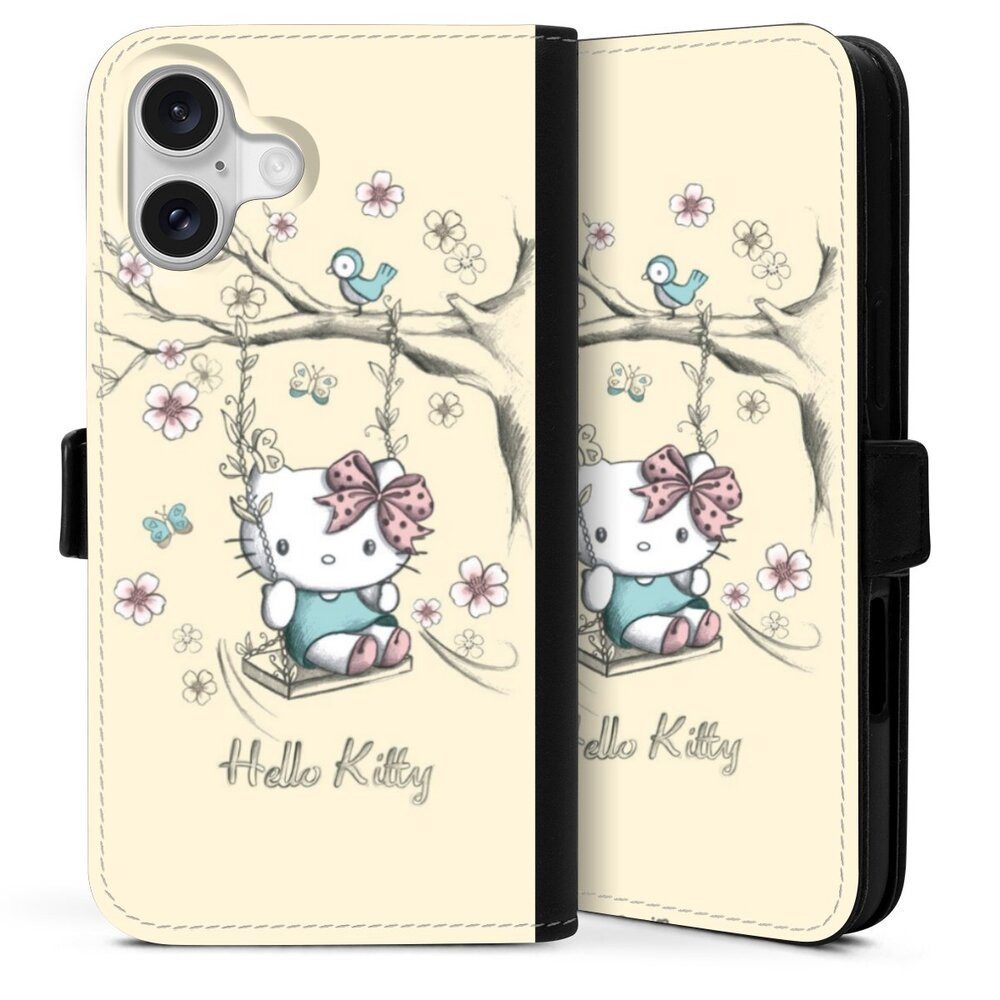 DeinDesign Handyhülle Hello Kitty Fanartikel Offizielles Lizenzprodukt Hello Kitty Natur, Apple iPhone 16 Plus Hülle Handy Flip Case Wallet Cover