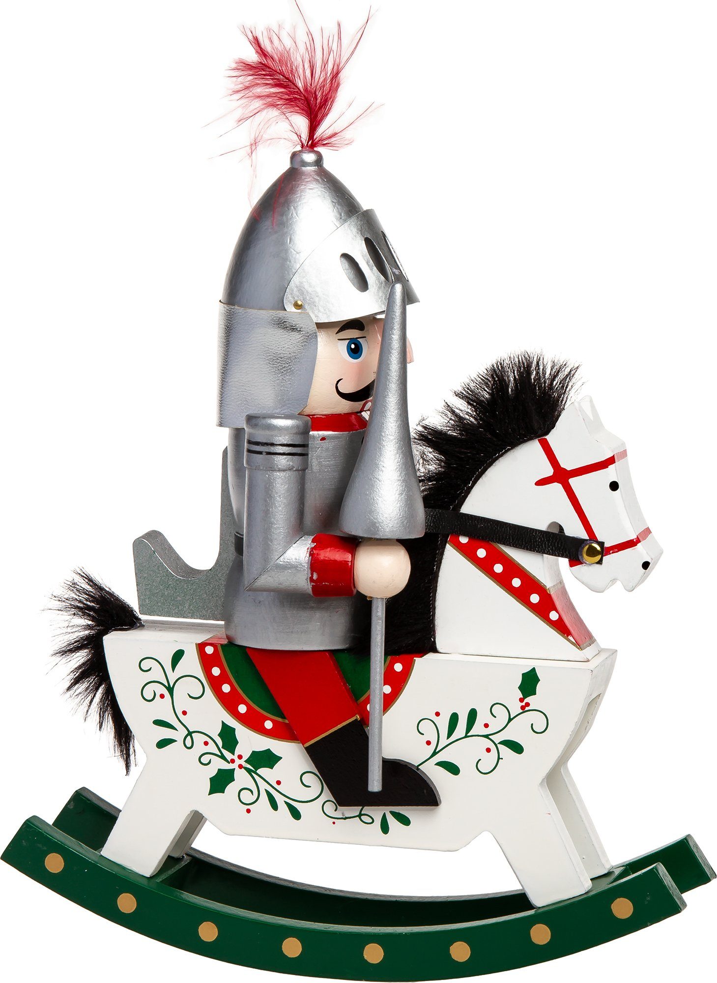 SIKORA Weihnachtsfigur Nussknacker silber große aus XL - Reiterlein E01 Serie RITTER E Holz