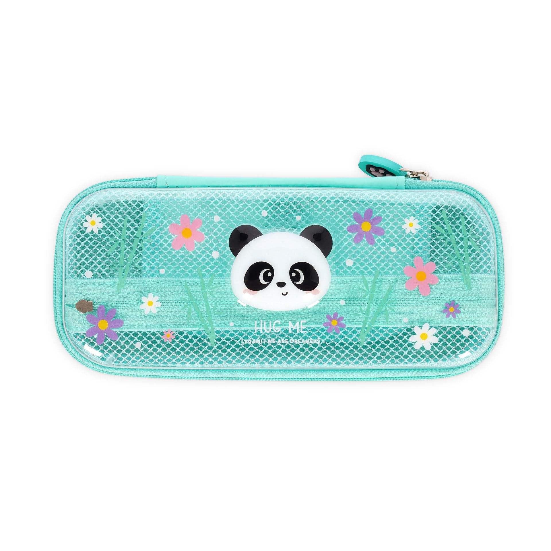 Legami Federmäppchen Federmäppchen mit Panda Motiv, 23 x 11 x 5 cm, 2 Fächer, Innenfach mit Netzstoff, Reißverschluss, Stifthalter innen