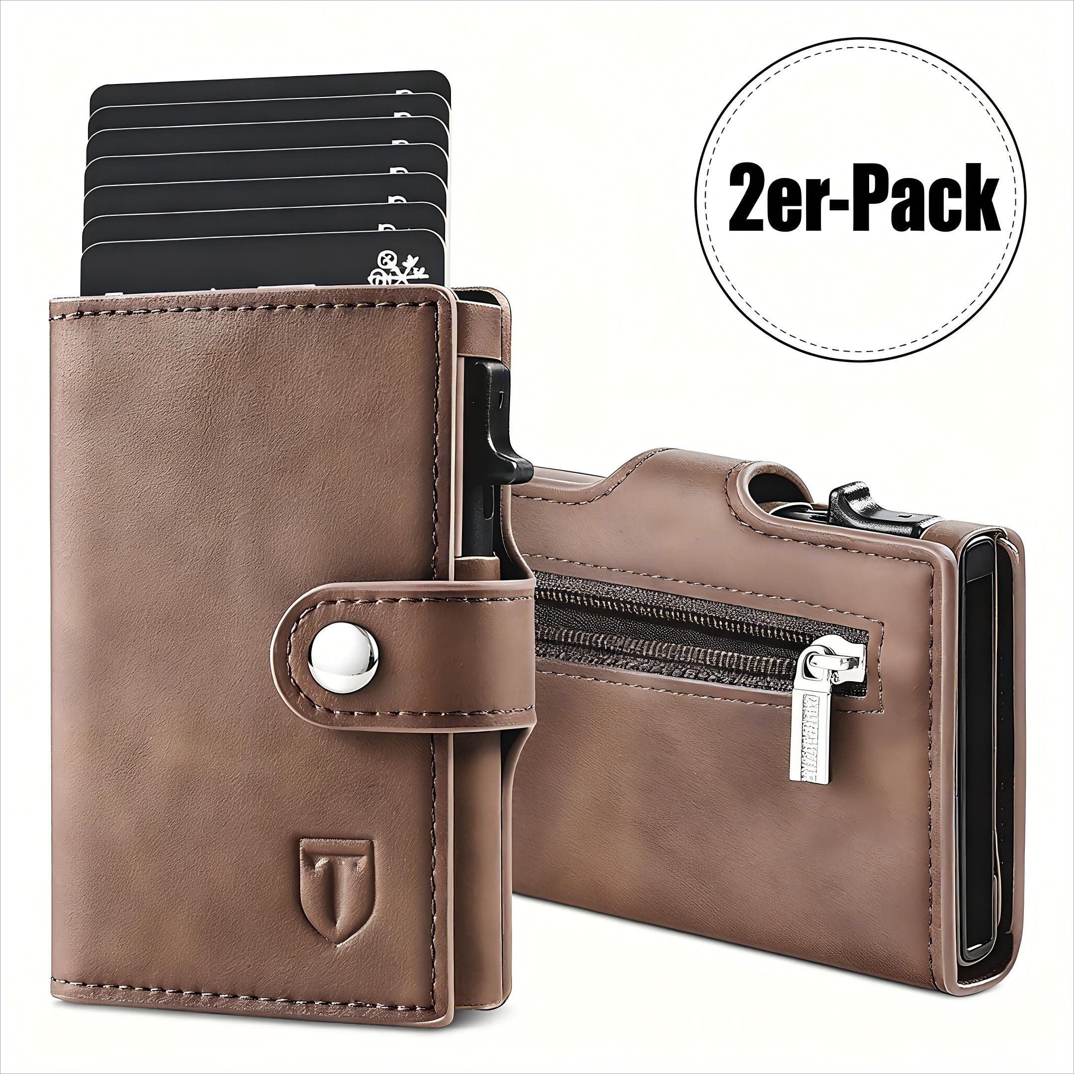 TEEHON Geldbörse Geldbörse Herren Slim RFID Schutz Leder Portmonee Herren (2-tlg), Automatisches Popup Herren Geldbörse