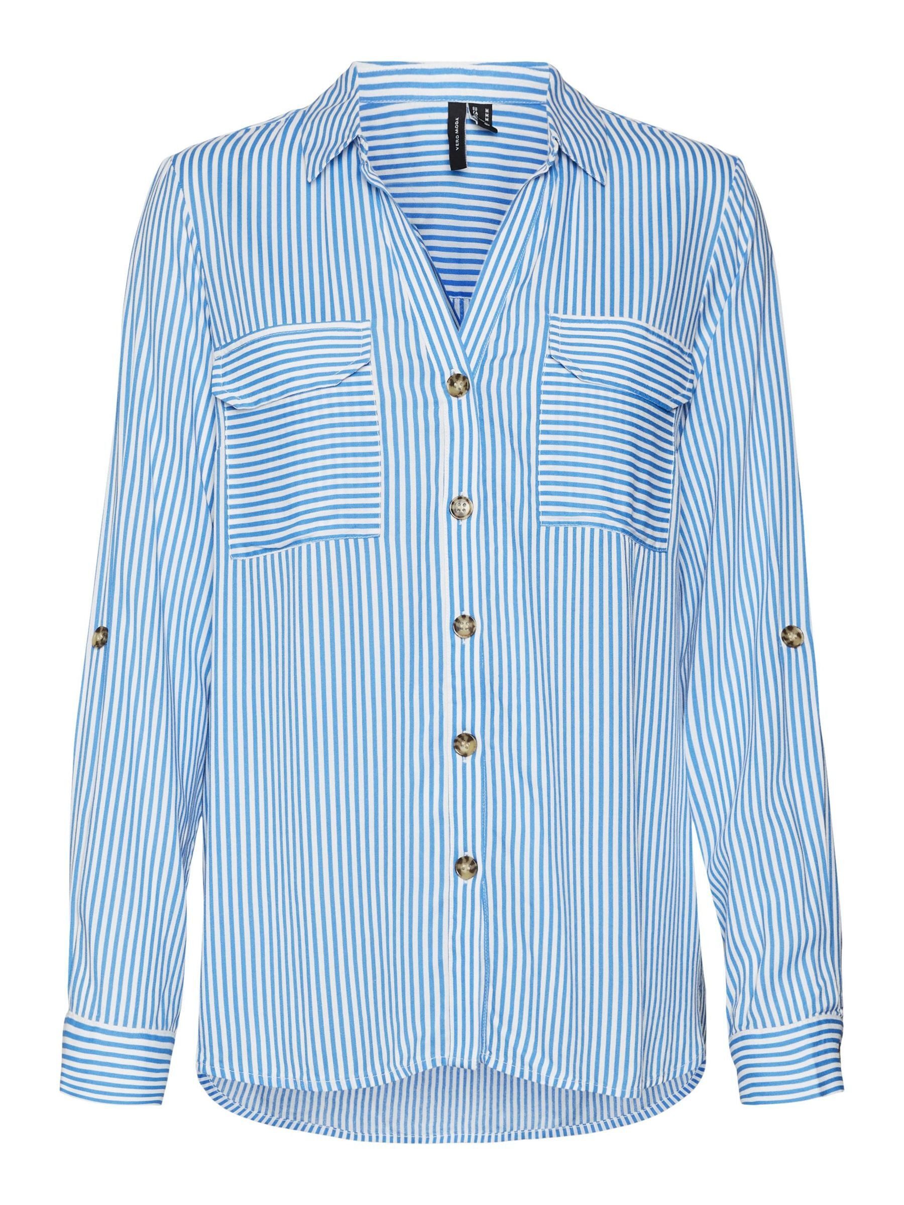 Vero Moda Blusenshirt Legeres Blusen mit Brusttaschen Krempelärmel VMBUMPY günstig online kaufen