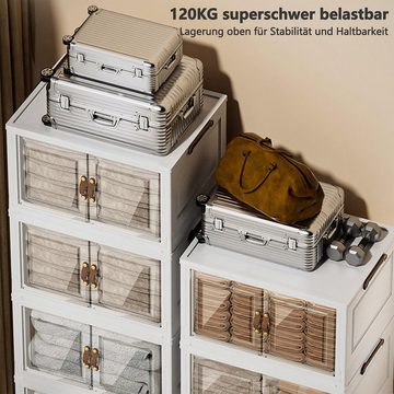 Welikera Stapelbox Stapelbare Lagerschränke, zusammenklappbare Lagerbehälter mit Rollen