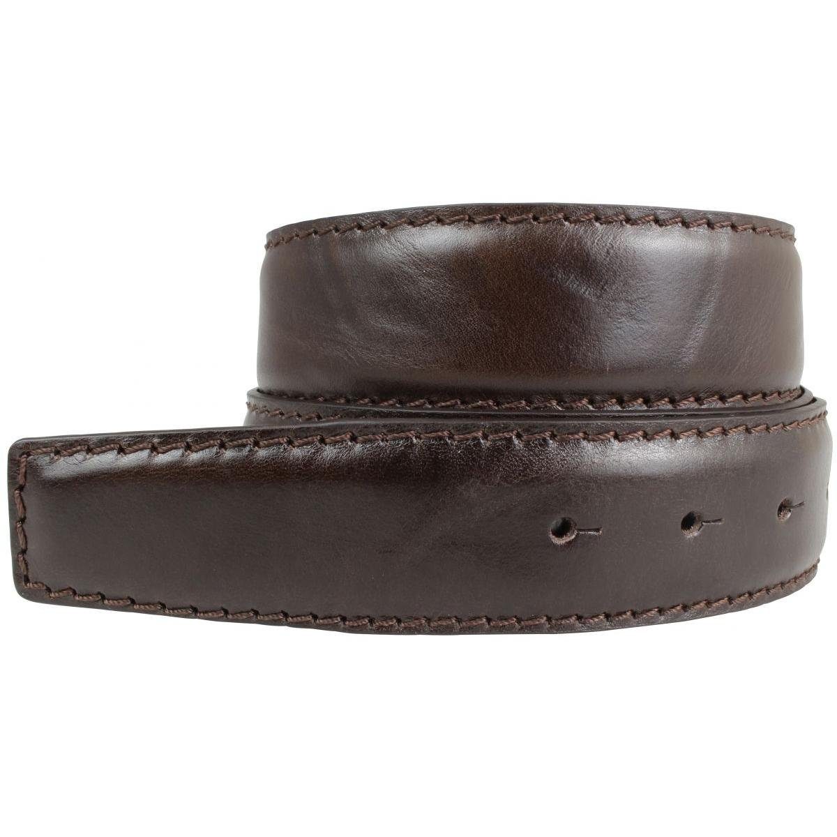 Ledergürtel Gürtel aus Vollrindleder mit Naht 4 cm ohne Schnalle - Ledergürtel für