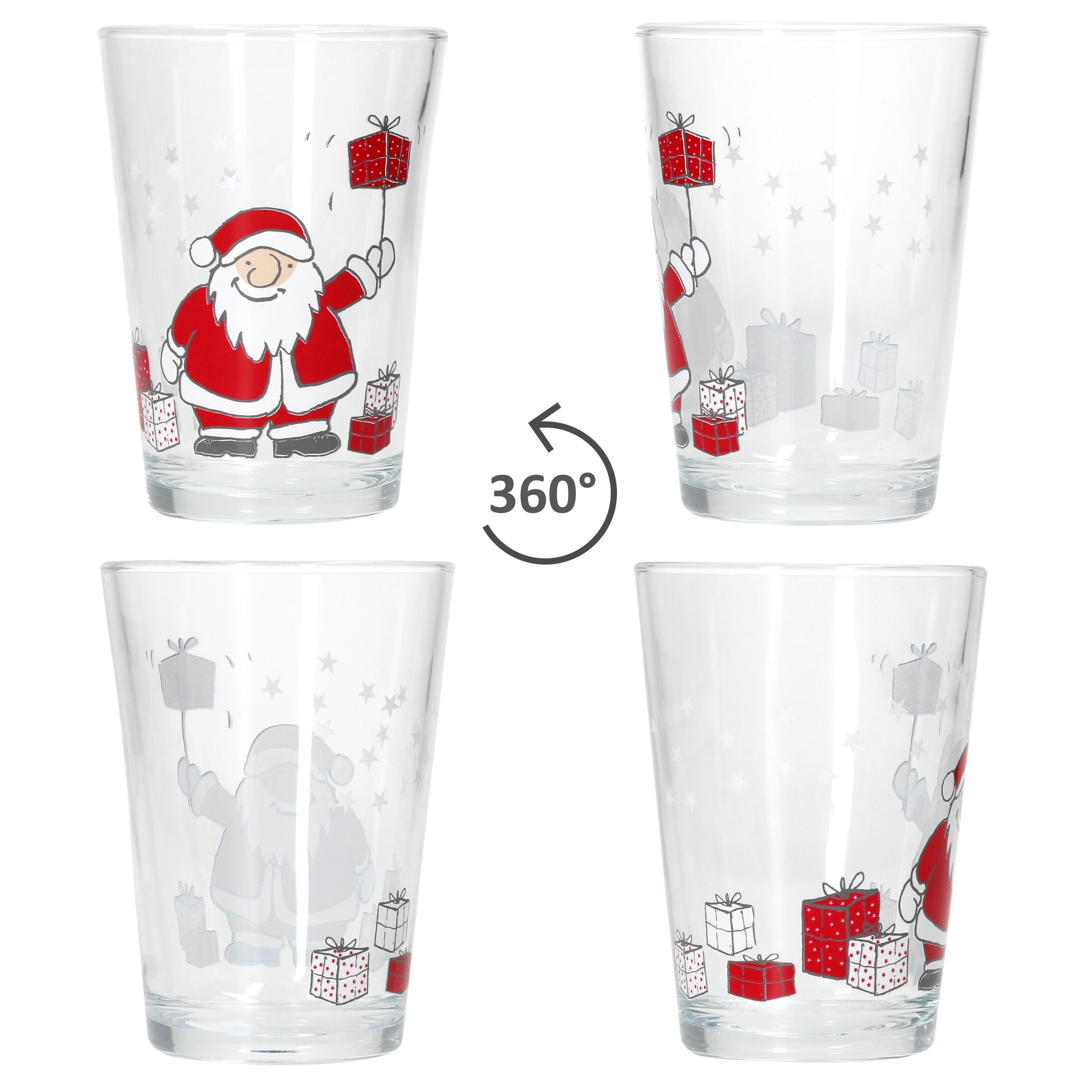 Ritzenhoff & Breker Glas Ritzenhoff Santa Family Winter 6x Glühweingläser 240ml H11cm, Glas, Weihnachtsgeschirr, Weihnachten, Weihnachtsset, Geschirr