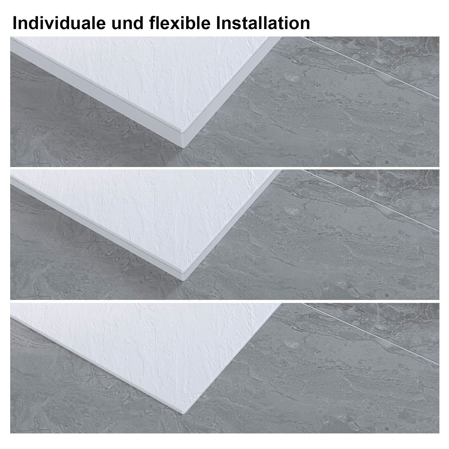 AQUABATOS Rechteckduschwanne Duschwanne 120x100 SMC Duschtasse Eckduschwanne Brausewanne, mit Ablaufgarnitur,weiß,Anti-Rutsch,Zuschneidbar,Steinoptik,superflach – Bild 4 von 5