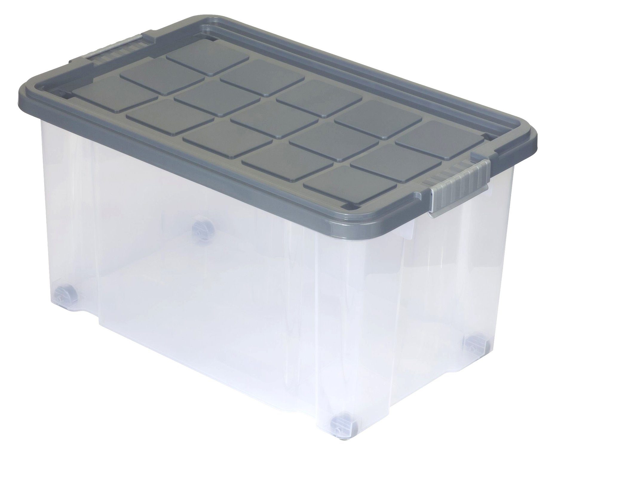 BigDean Allzweckkiste Eurobox mit Deckel und Rollen 60 x 40 x 33 cm stahlgrau Griffe silber (Set, 1 St., Eurobox + Deckel), Quadratisch, Praktisch, Robust.