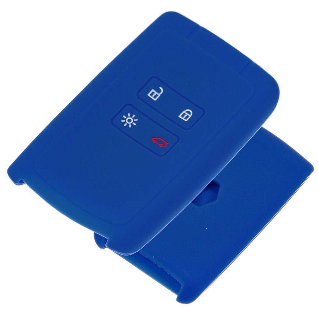 mt-key Schlüsseltasche Autoschlüssel Softcase Silikon Schutzhülle Blau, für Renault Megane Kadjar Clio Captur 4 Tasten KEYLESS SMARTKEY
