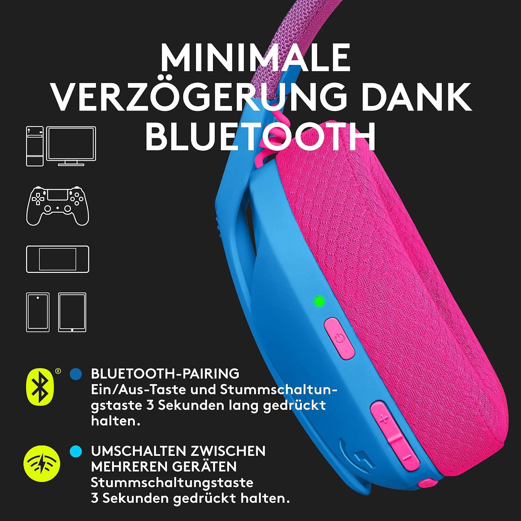 Logitech G G435 Lighspeed Bluetooth kabelloses Gaming-Headset (Dolby Atmos, PC, PS4, PS5, Handy, Nintendo Switch kompatibel, Bluetooth, Over-Ear-Kopfhörer mit integriertem Mikrofon)