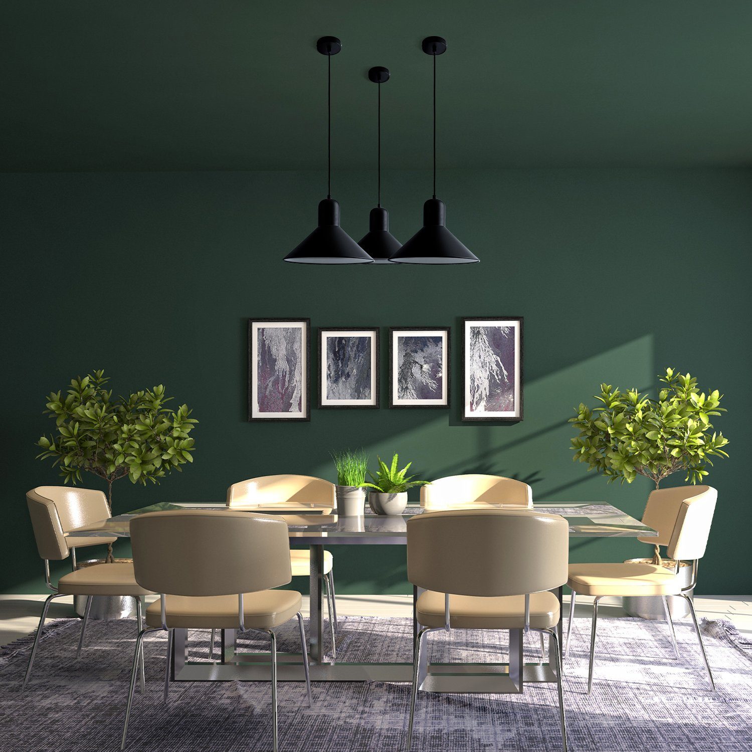 Paco Home Pendelleuchte CLAIRE, ohne Leuchtmittel, Hängelampe Esszimmer Küchenlampe Hängend Esstischlampe Matt E27