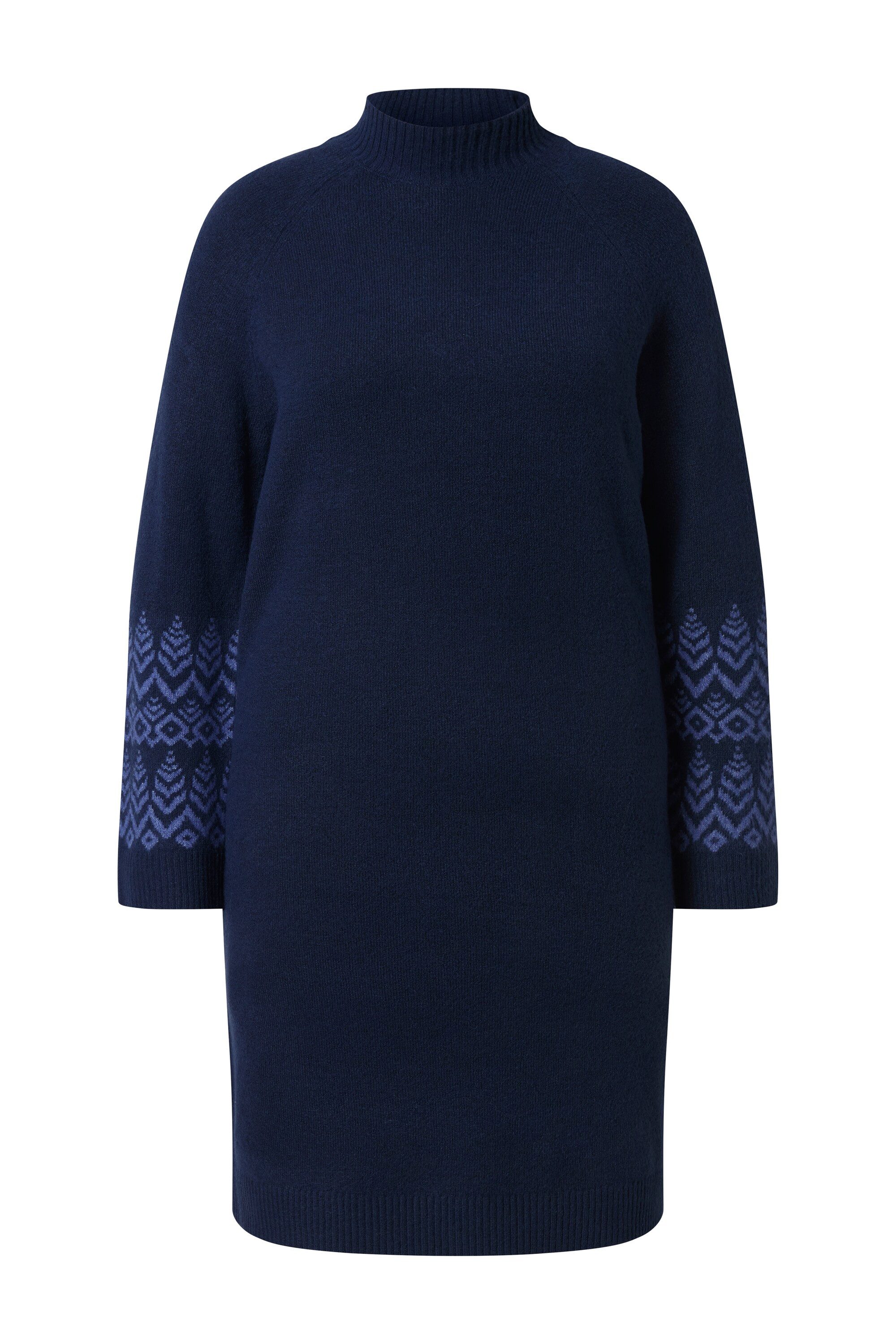 Ulla Popken Midikleid Strickkleid Norwegermuster Stehkragen günstig online kaufen