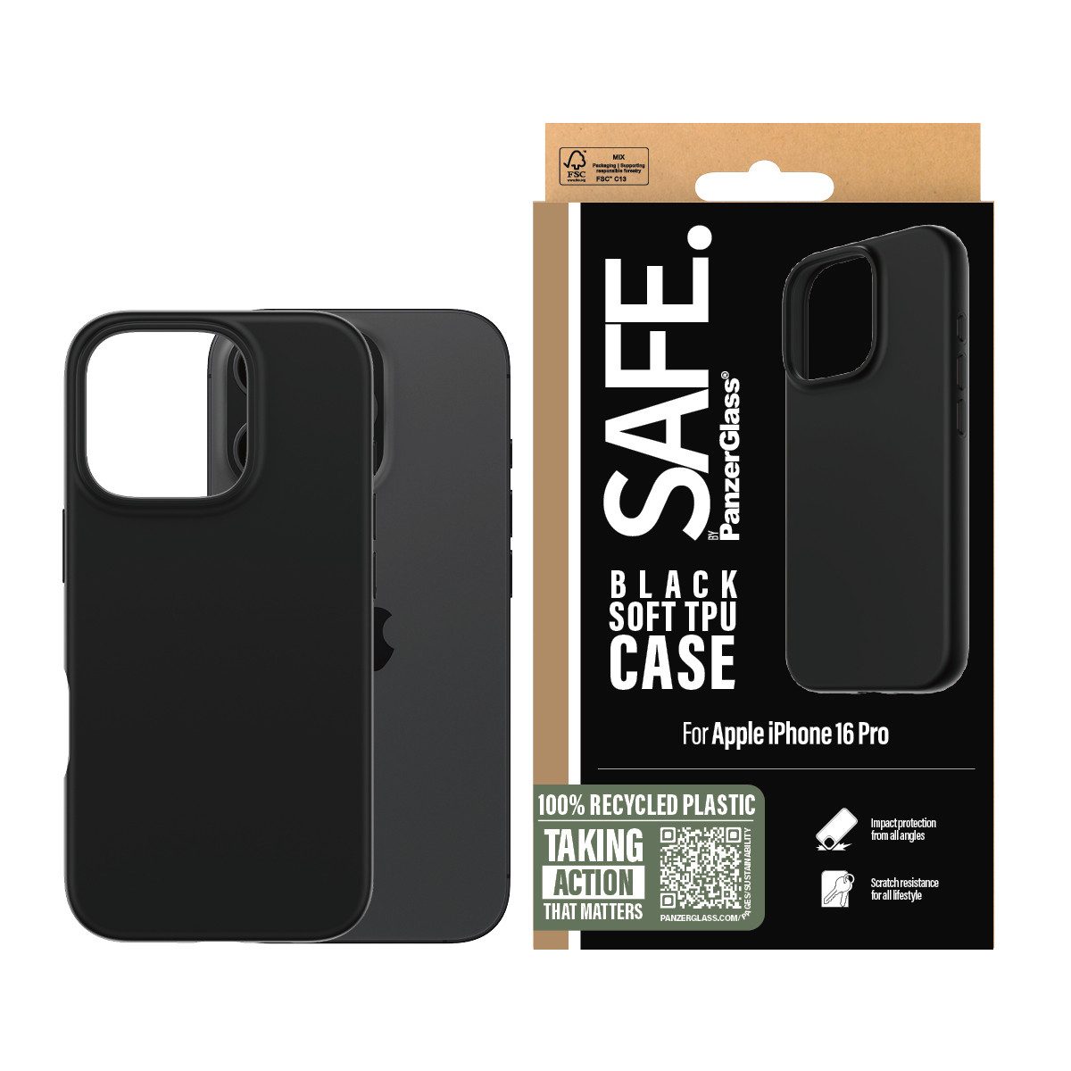 SAFE by PanzerGlass Handyhülle Soft TPU Case für Apple iPhone 16 Pro, Backcover, Schutzhülle, Handyschutzhülle, Case, Schutzcase, stoßfest