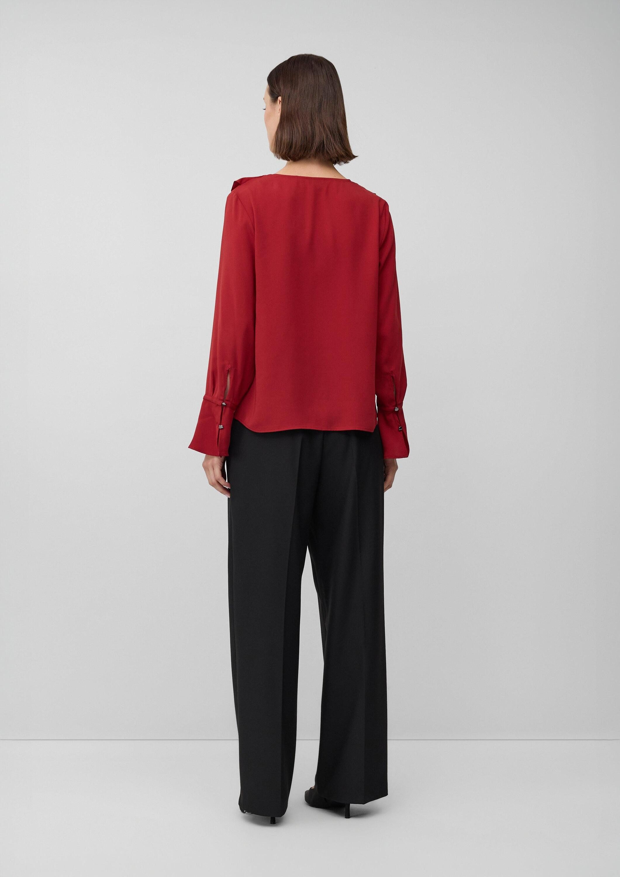 s.Oliver Langarmbluse Bluse Volant-Bluse mit langen Ärmeln und Manschetten-Detail