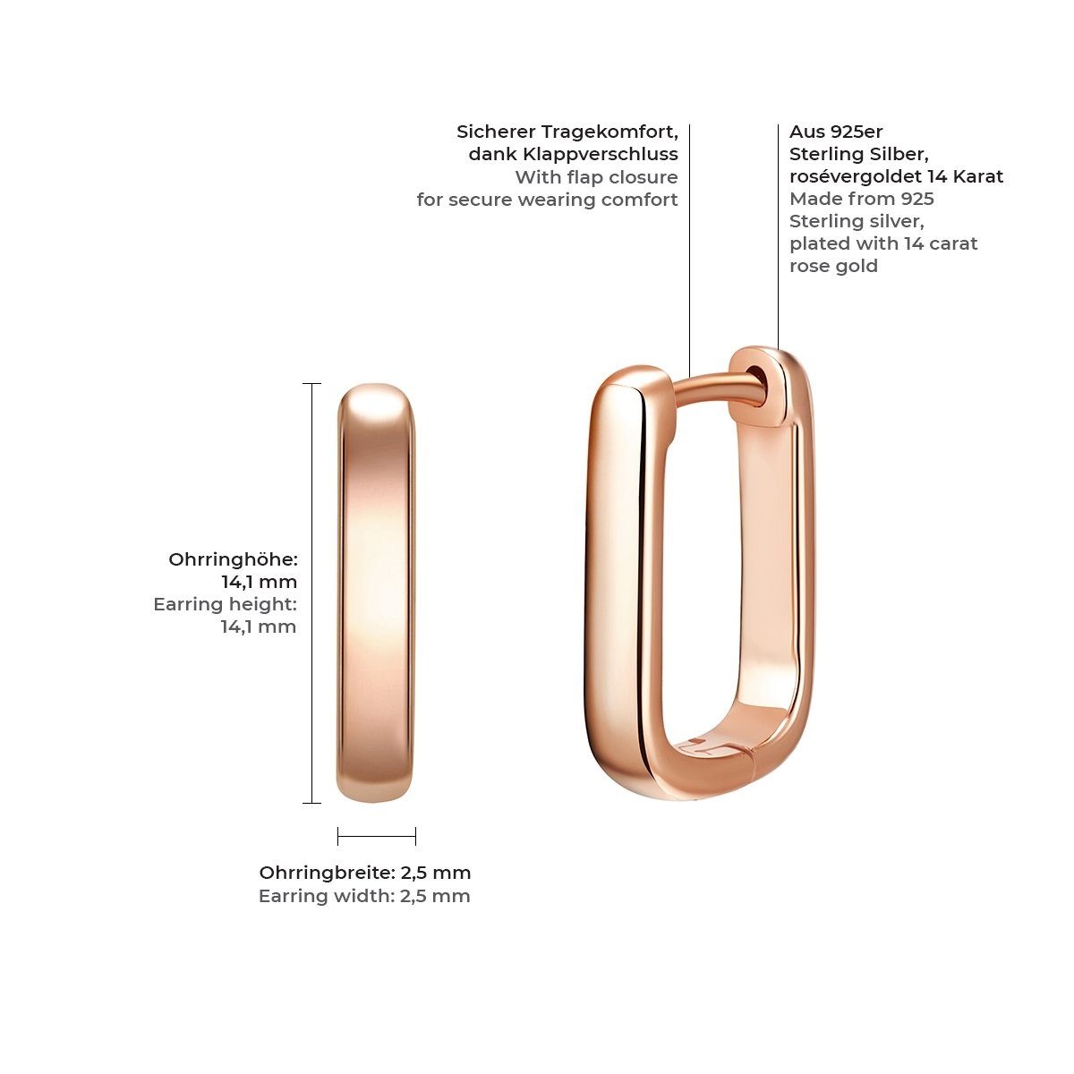 Glanzstücke München Paar Creolen roségold, aus Sterling silber günstig online kaufen