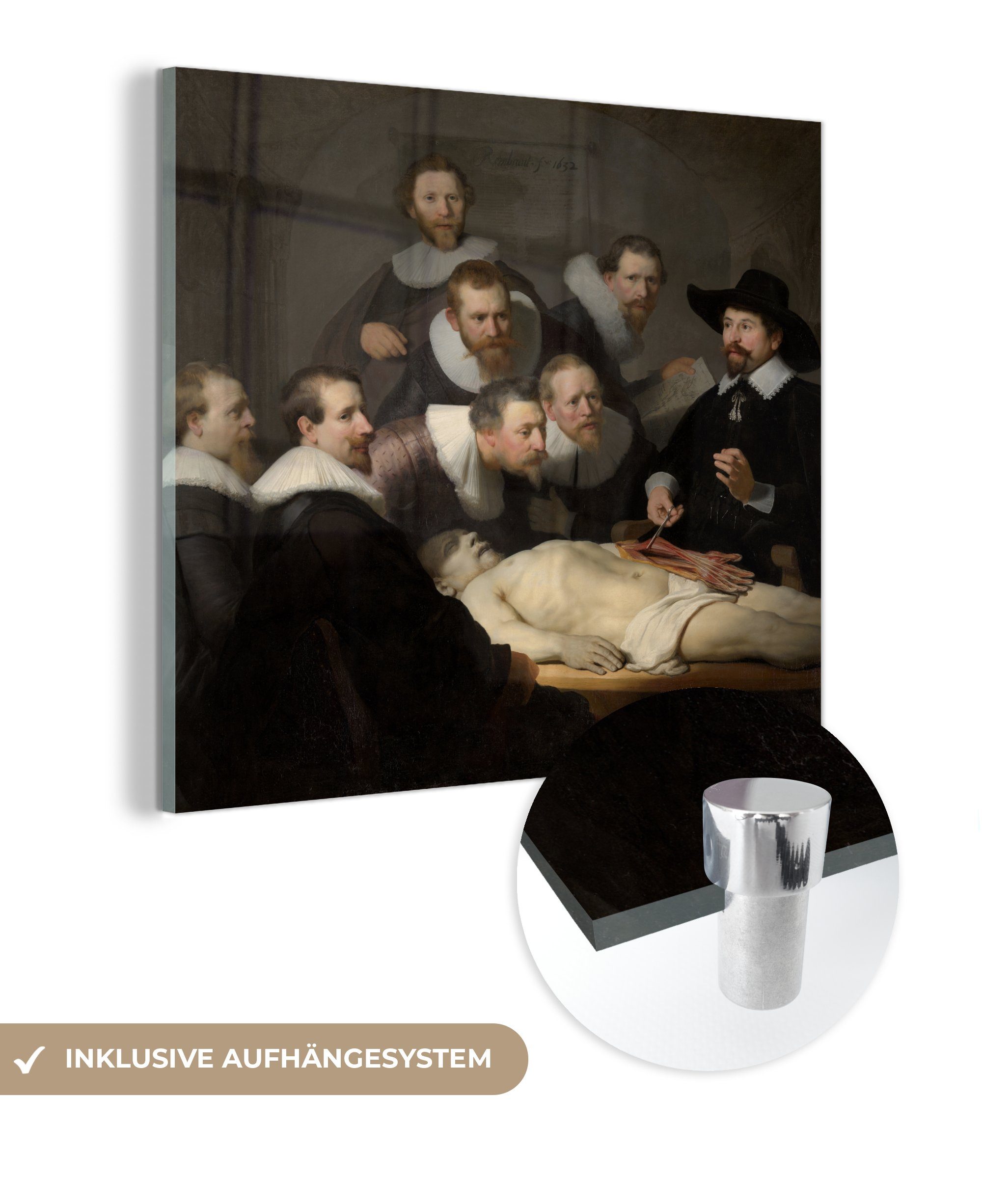 von Acrylglasbild - MuchoWow Foto Glas - Glas Anatomiestunde (1 Wandbild - van, Die auf Bilder Nicolaes St), - Glasbilder Gemälde auf von Dr. Tulp Wanddekoration Rembrandt