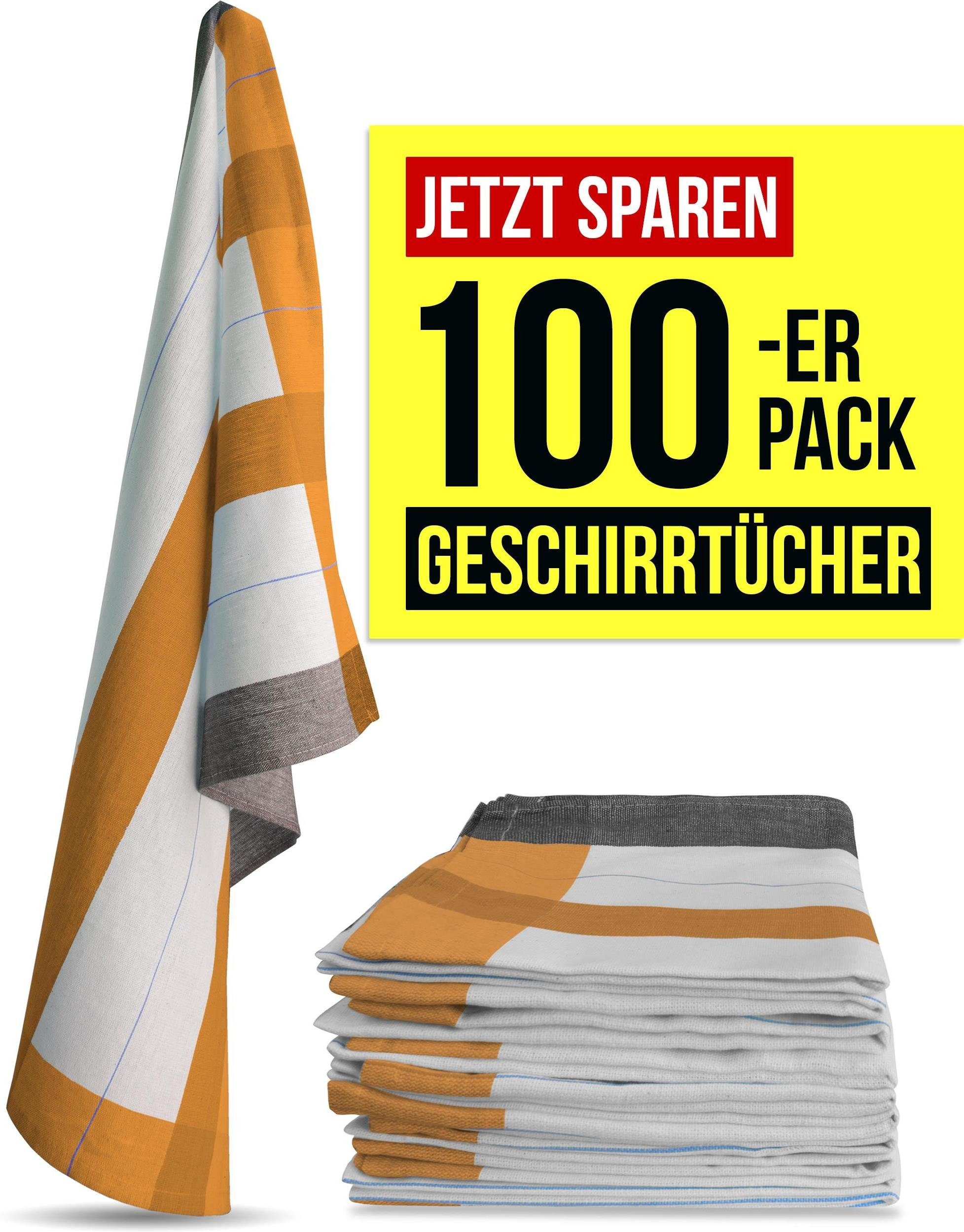 Aspero Geschirrtuch 100 Geschirrtücher aus Baumwolle, (10er Pack), Küchentücher Geschirrhandtücher Orange