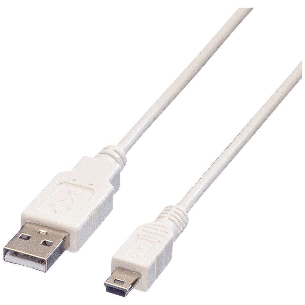 VALUE Value USB-Kabel USB 2.0 USB-A Stecker, USB-Mini-A Stecker 0.80 m Weiß USB-Kabel, (80.00 cm)