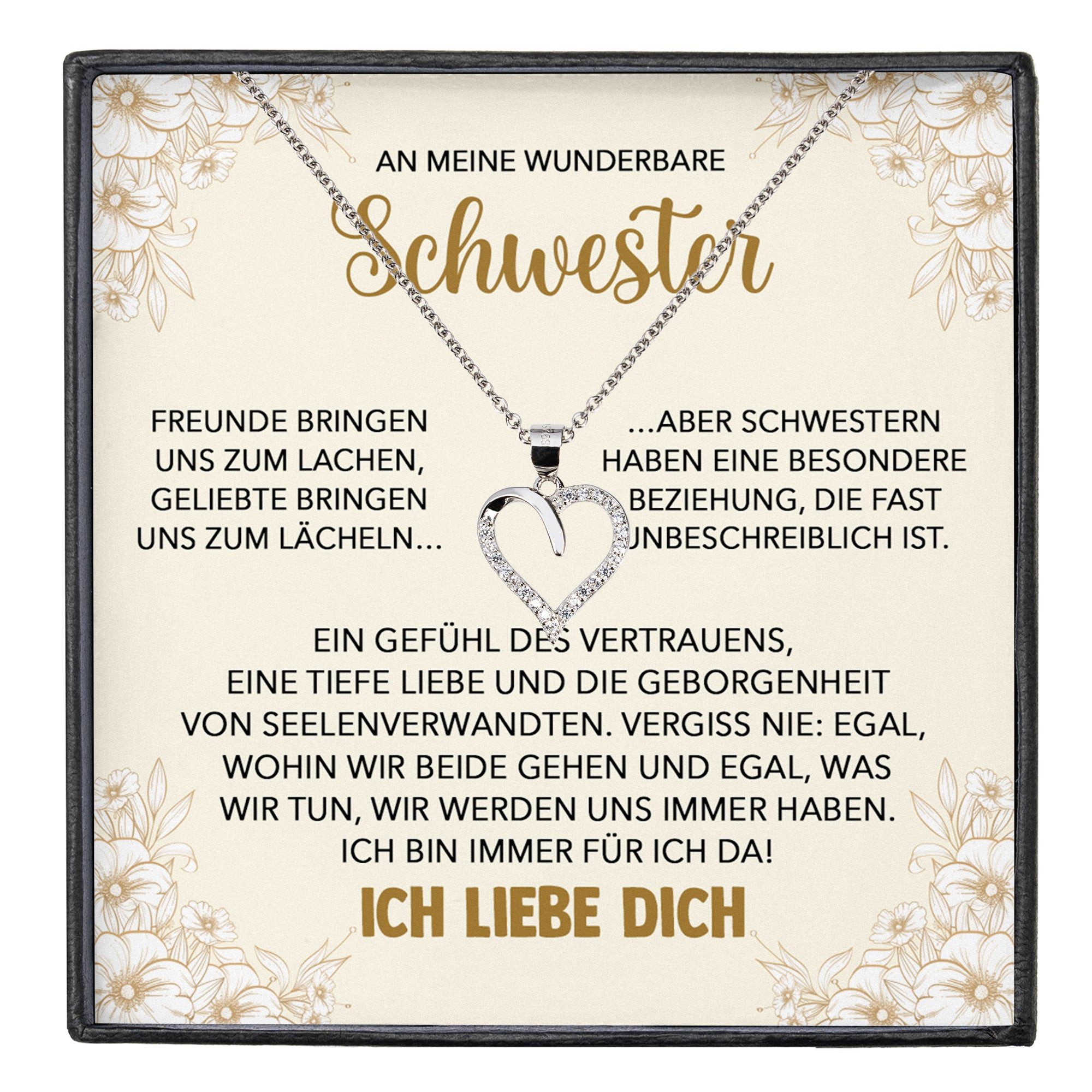 Schmuckset An Meine Schwester Geschenk Frauen Mädchen Herz Halskette Geschwister