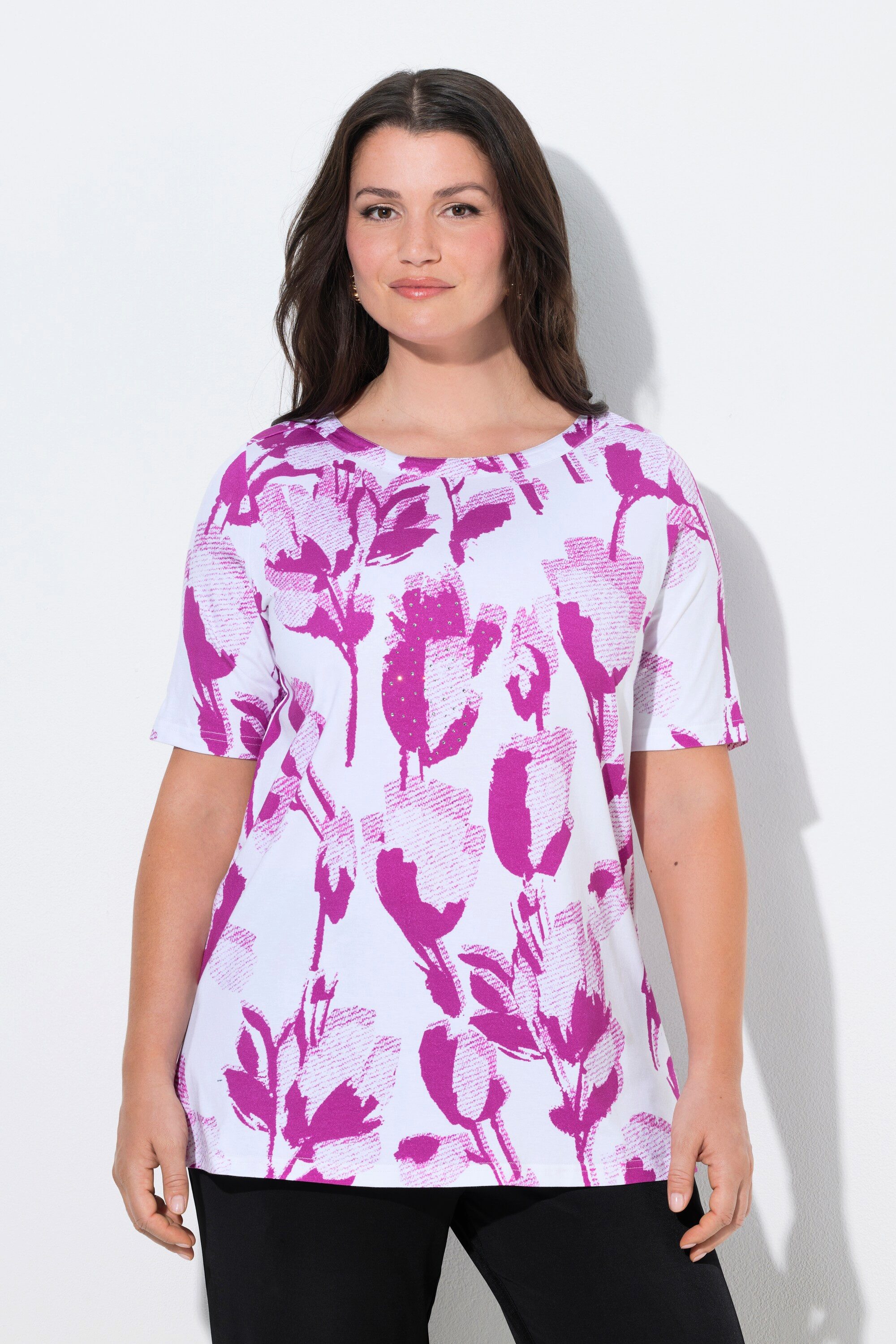 T-Shirt T-Shirt A-Linie U-Boot-Ausschnitt Halbarm