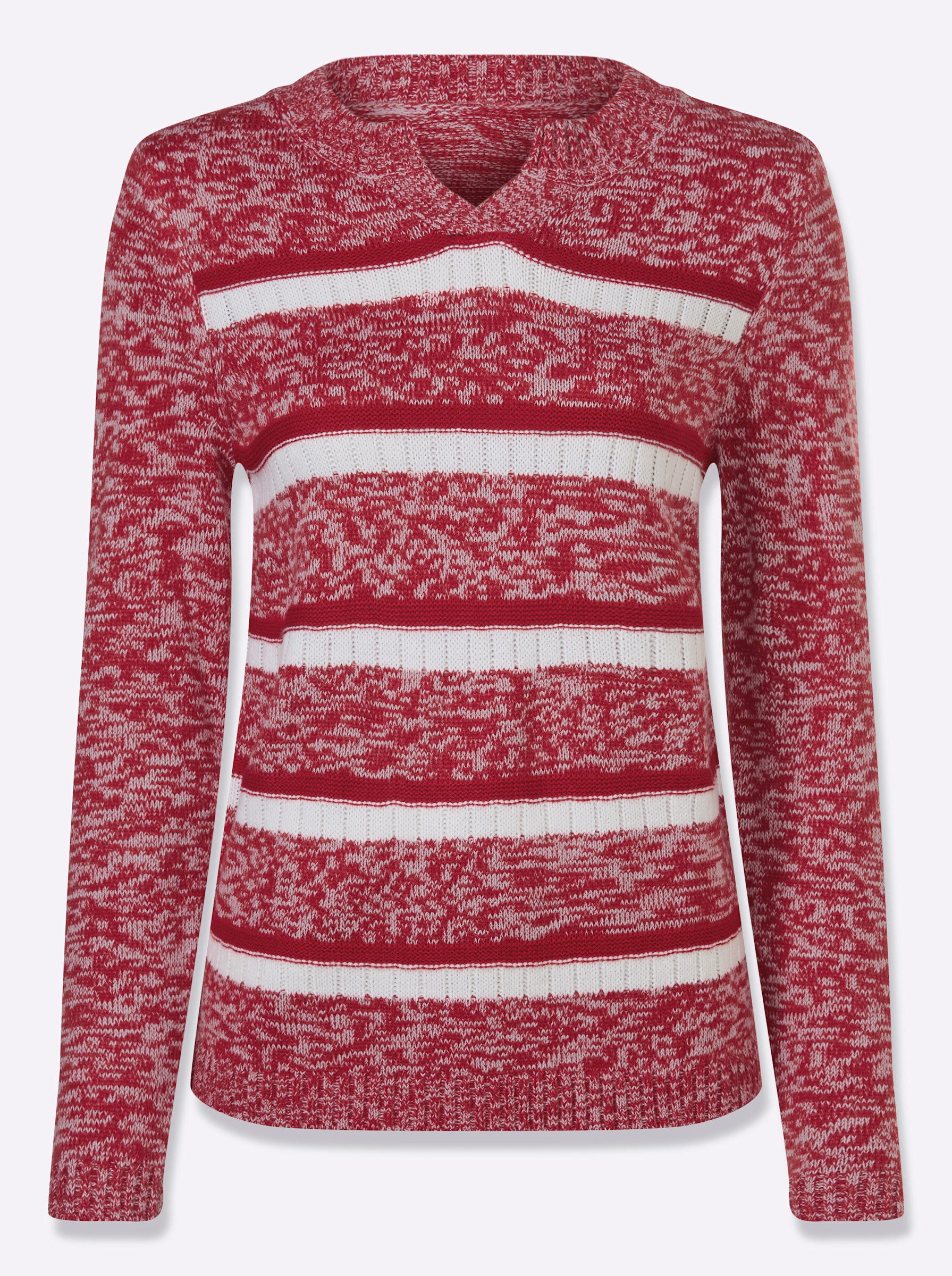 Sieh an! Strickpullover Ringel-Pullover Langarm Mustermix gestrickt