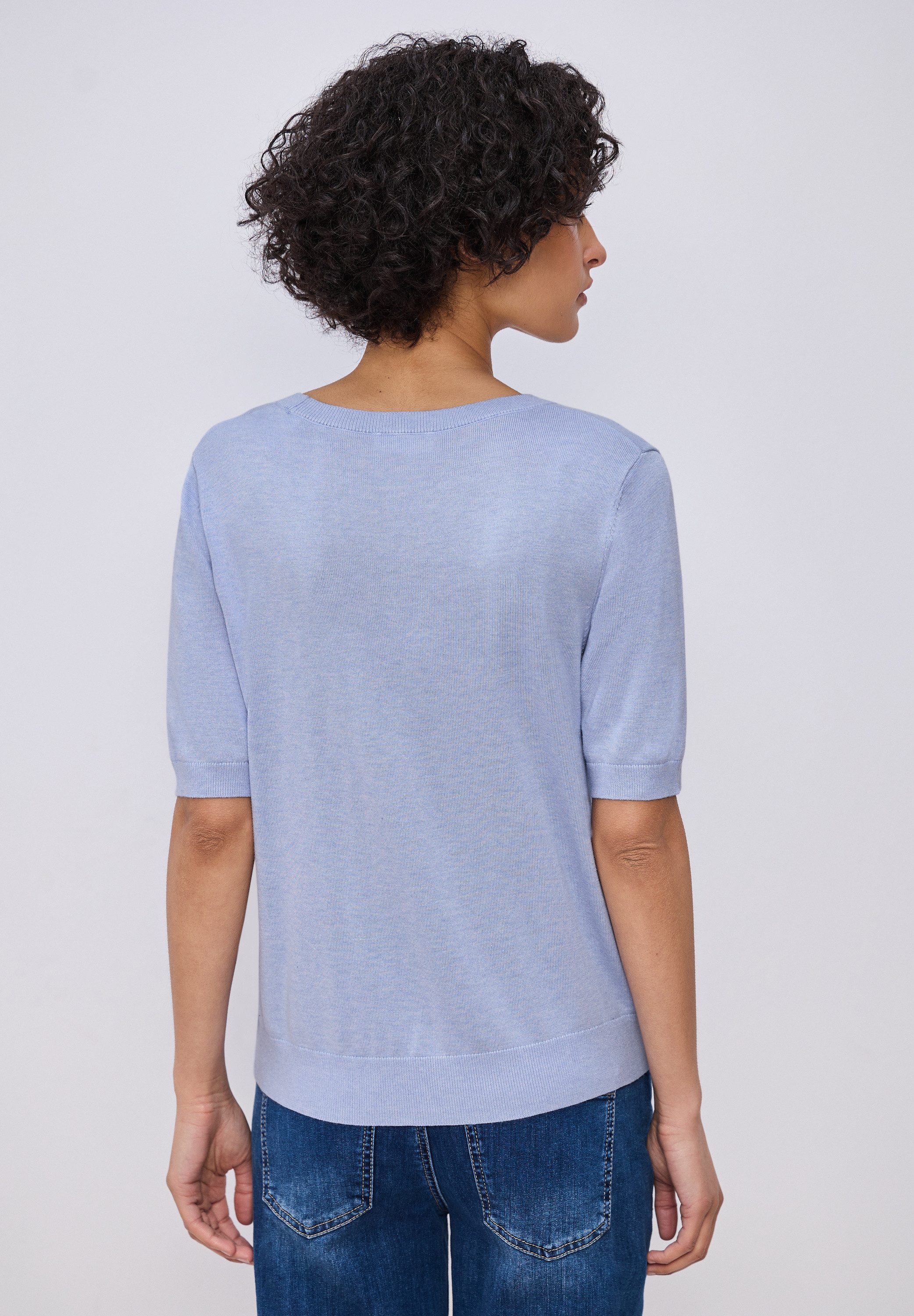 STREET ONE Kurzarmpullover in Strick-Optik und mit Rundhals