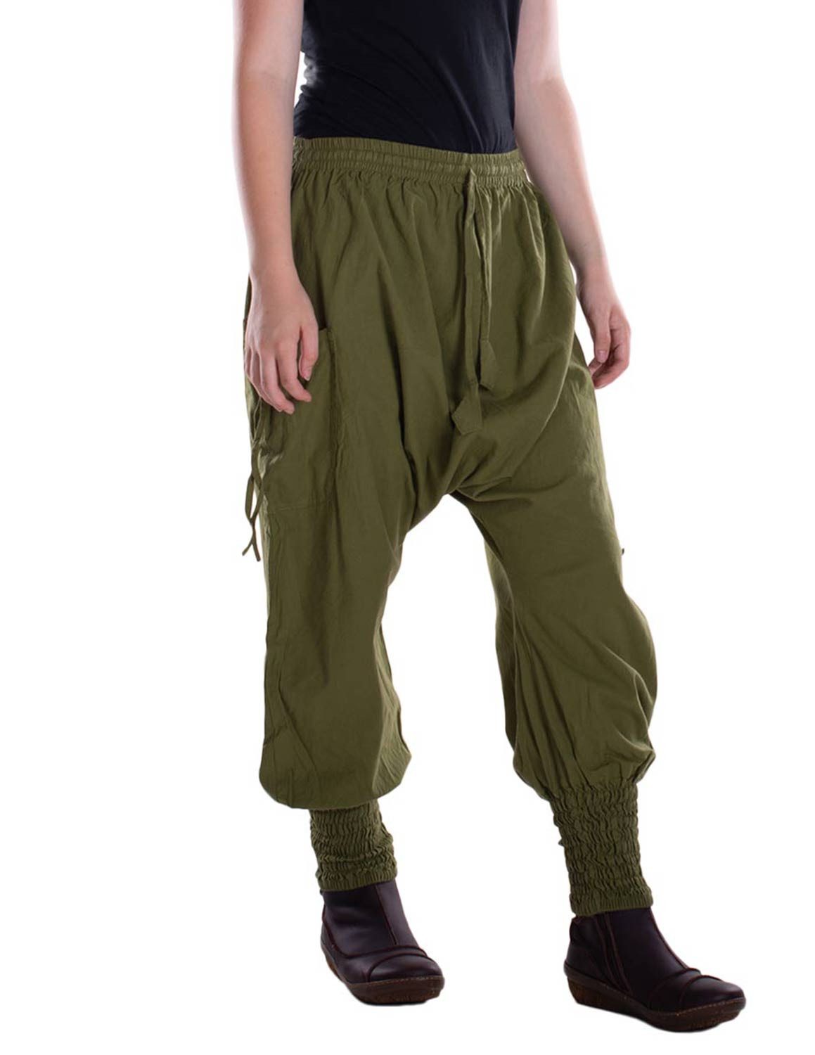 Vishes Haremshose Hose aus Baumwolle mit Gummibund und seitlichen Taschen Alternative Mode, Ethno, Hippie, Goa Style