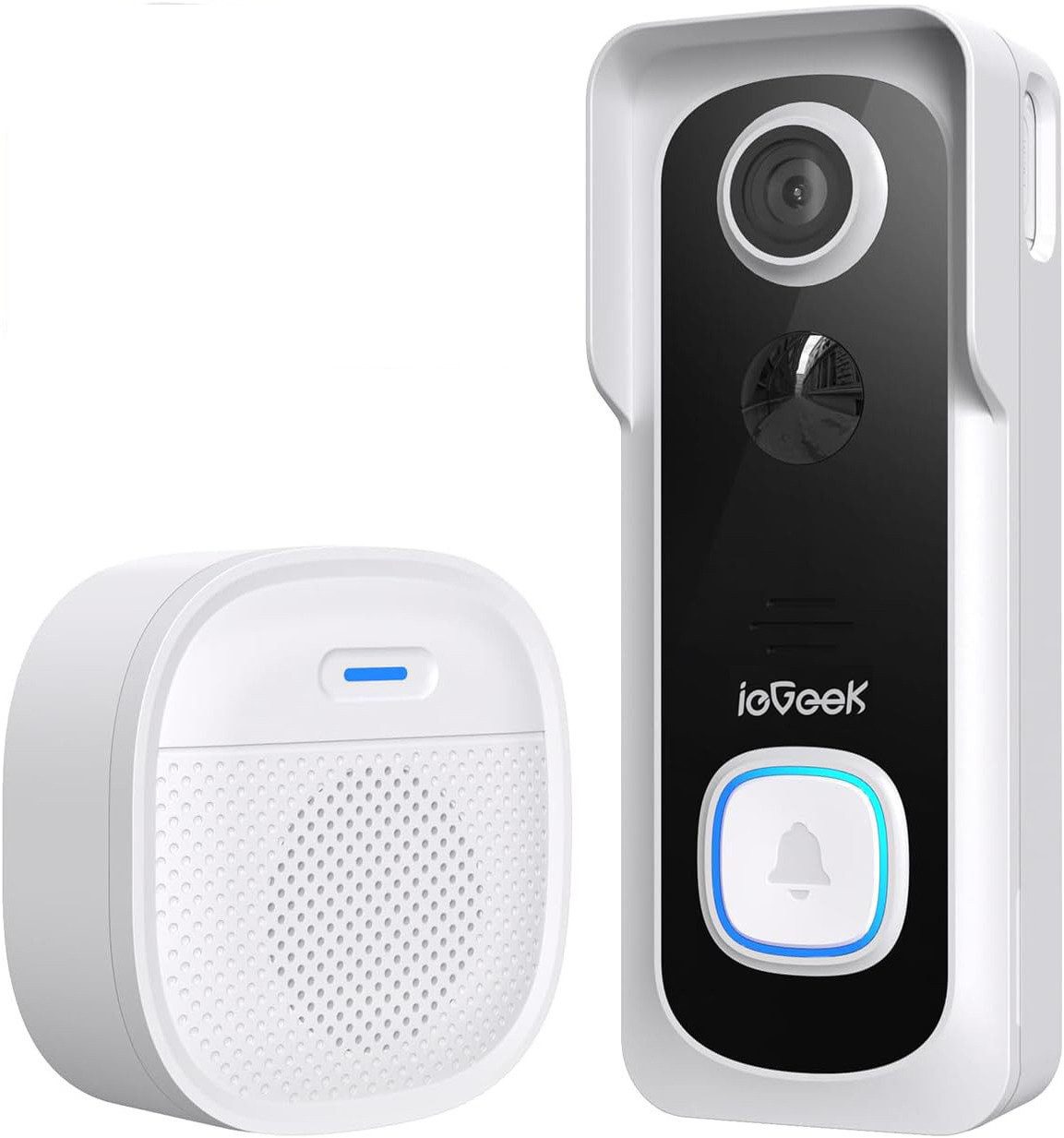 ieGeek Smart Home Türklingel Smart Home Türklingel Funkklingel, Электропроводlose Türklingel Funk Set (Aussen, Außenbereich, Nachtsicht 2-Wege-Audio 150° Blickwinkel Unterstützt Alexa TF & CloudSpeicher, 1-tlg., Extra lange Akkulaufzeit, AI intelligente Erkennung, OTA Upgrade, PIR -Bewegungserkennung (5 Meter Abstand, 100 ° Winkel)