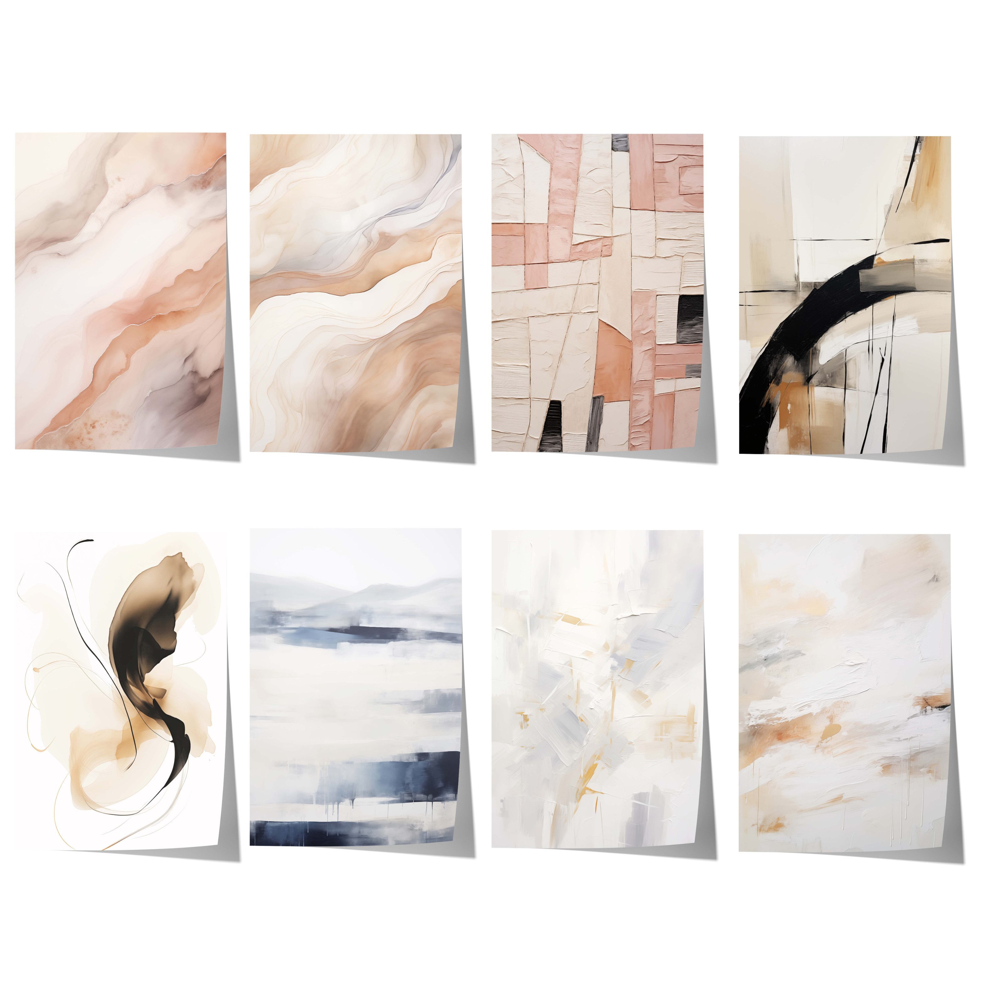 JUSTGOODMOOD Poster Abstrakte Marmor Geschenkidee Fließende Beige Ros Formen und Moderne S, C (1 St)
