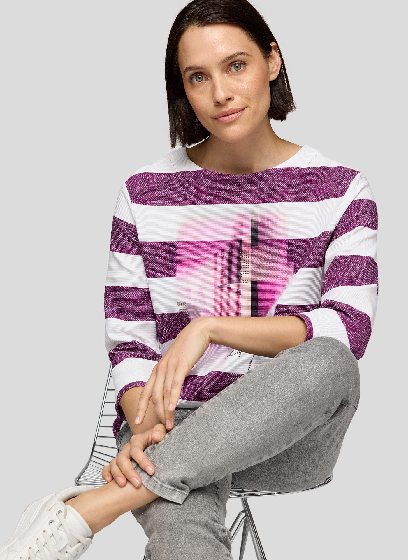 Rabe 3/4-Arm-Shirt im Streifen-Design und mit Print günstig online kaufen