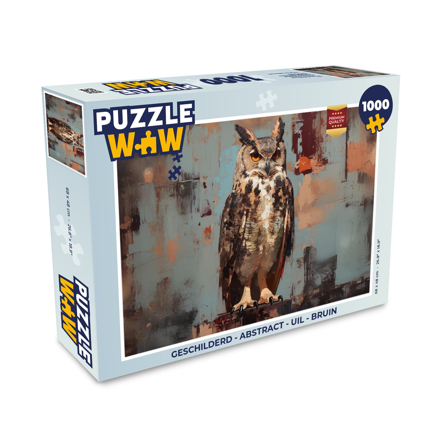 Puzzle Gemalt - Abstrakt - Eule - Braun