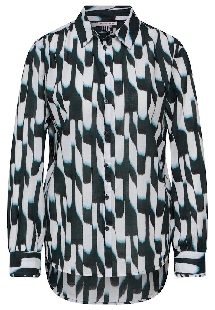 Blusenponcho STREET ONE / Da. Bluse / Printed cotton voile shirtcoll