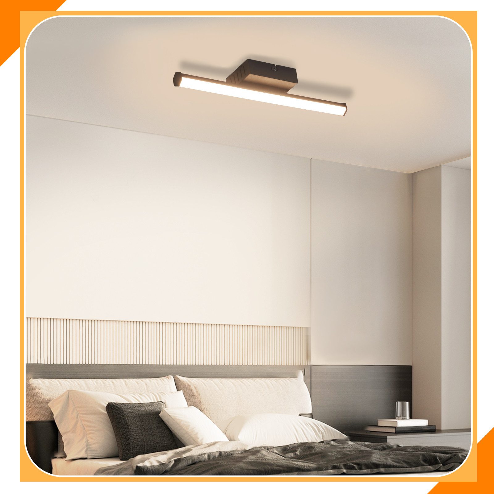 ZMH LED Deckenleuchte Wohnzimmer Schwarz Modern Wandleuchte Innen 3000K für Küche Flur, LED fest integriert, Warmweiß – Bild 4 von 5