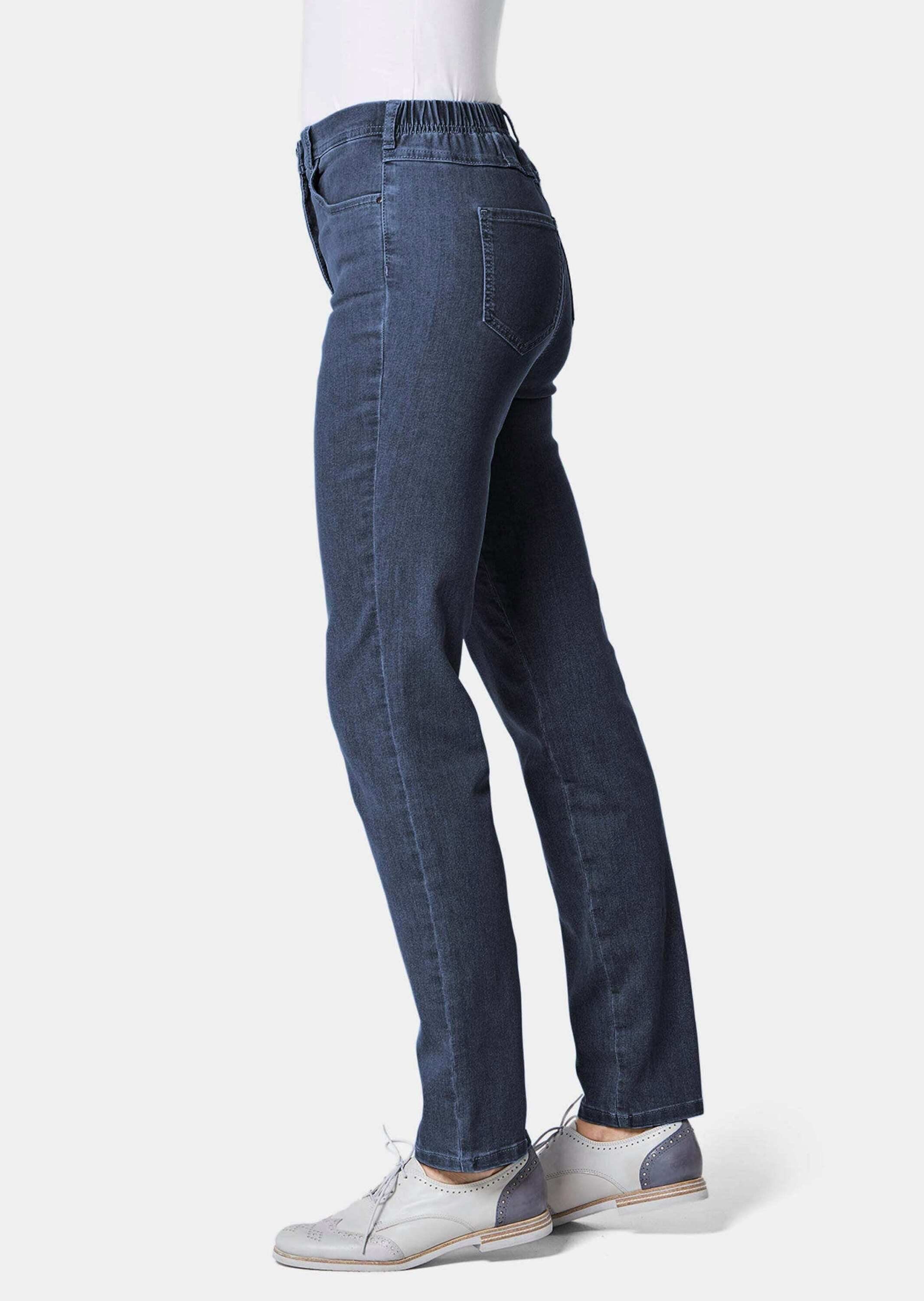 Kurzgröße: Bequeme dunkelblau Jeans GOLDNER Bequeme High-Stretch-Jeanshose