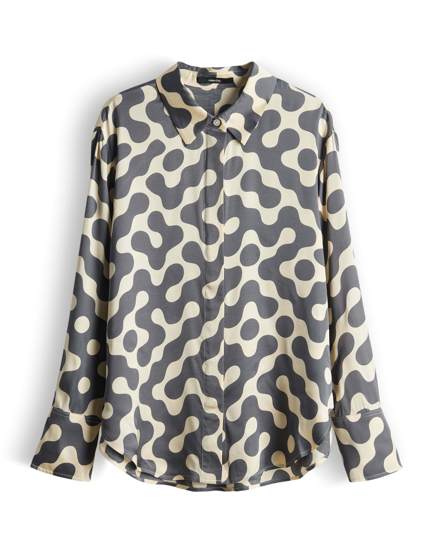 someday Satinbluse ZEVENTY Regular mit Allover Print lockere Passform, schmal zulaufend, lang geschnitten