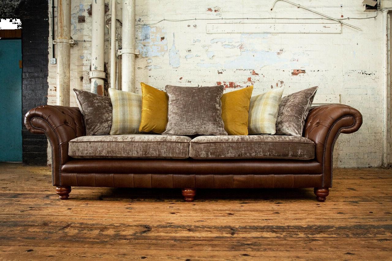 Xlmoebel Chesterfield-Sofa Traditionelles Chesterfield 4-Sitzer-Sofa in braunem Leder mit, Hergestellt in Europa