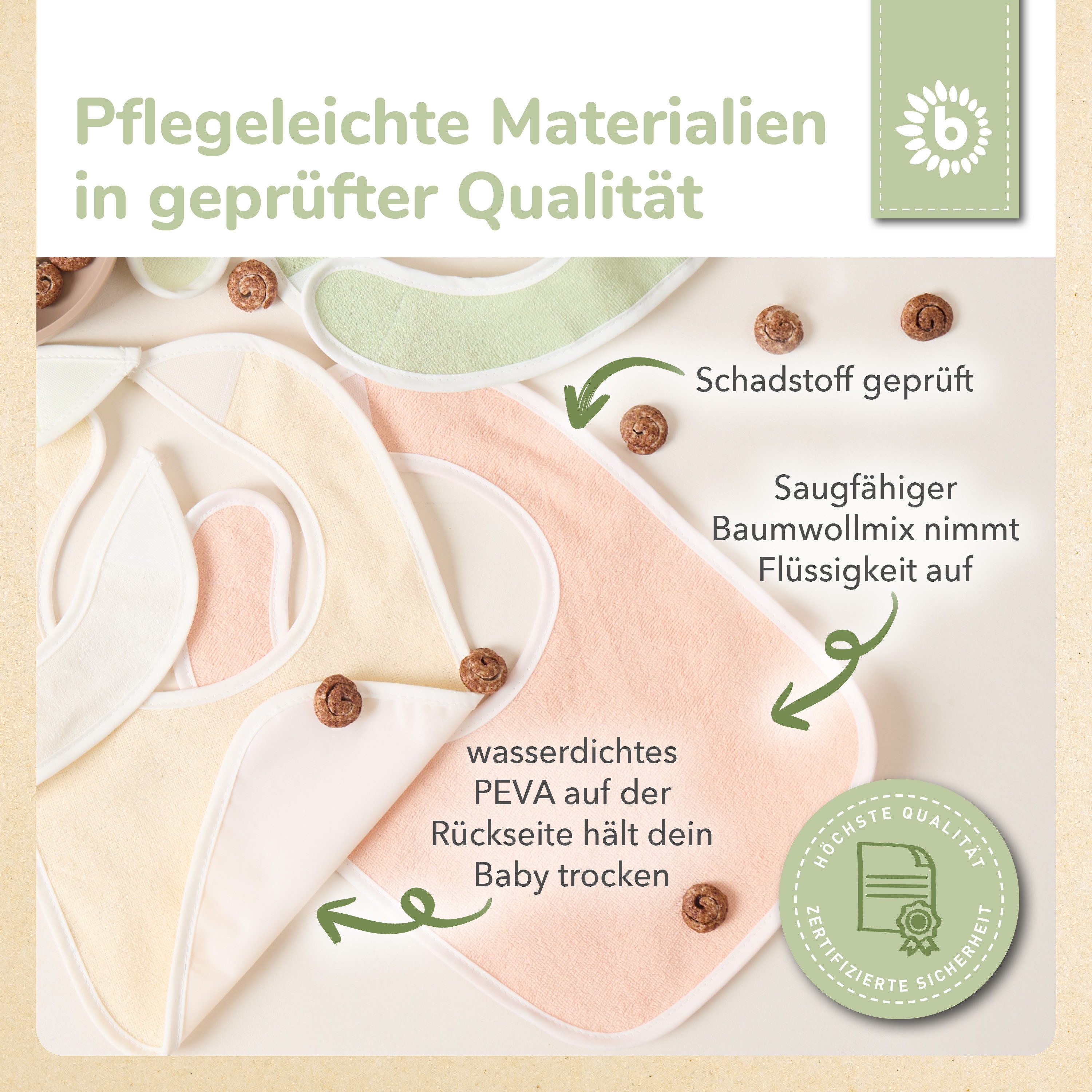 BIECO Lätzchen 5er Pack Baby Lätzchen mit Klettverschluss