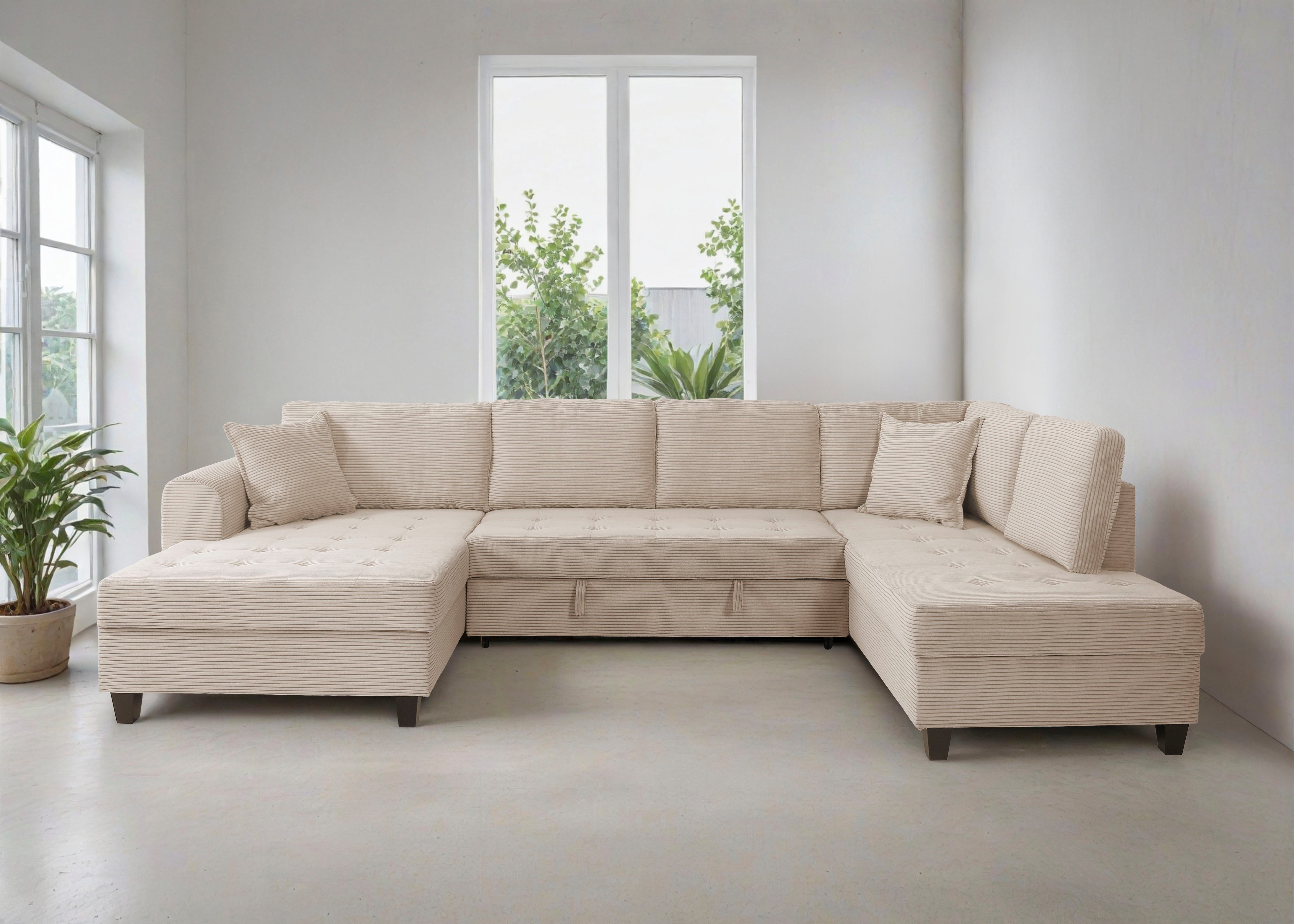 OTTO home Wohnlandschaft Moritz U-Form, B: 324 cm, mit Schlaffunktion, Bettkasten & Zierkissen