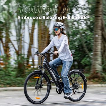 Touroll E-Bike J1 ST Trekking Bike, 7 Gang Shimano, 100km Reichweite, mechanische Scheibenbremse & E-Brake