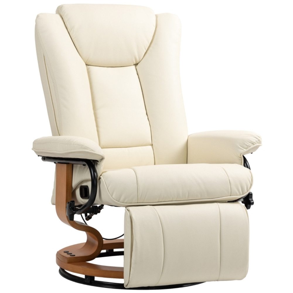 REDOM Relaxsessel 78x88x103cm Sessel drehbar Fernsehsessel mit Liegefunktion (78 x 88 x 103cm, 1-St., inkl. Fußstütze, bis 150 kg belastbar, ergonomischer Sitz), Kunstleder Cremeweiß, Wohnzimmer TV Sessel, Polstersessel