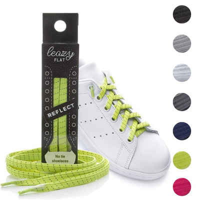 leazy Schnürsenkel ohne Binden Flache Elastische Schuhbänder zum Einhaken, Reflektierende Gummischnürsenkel für Kinder und Erwachsene
